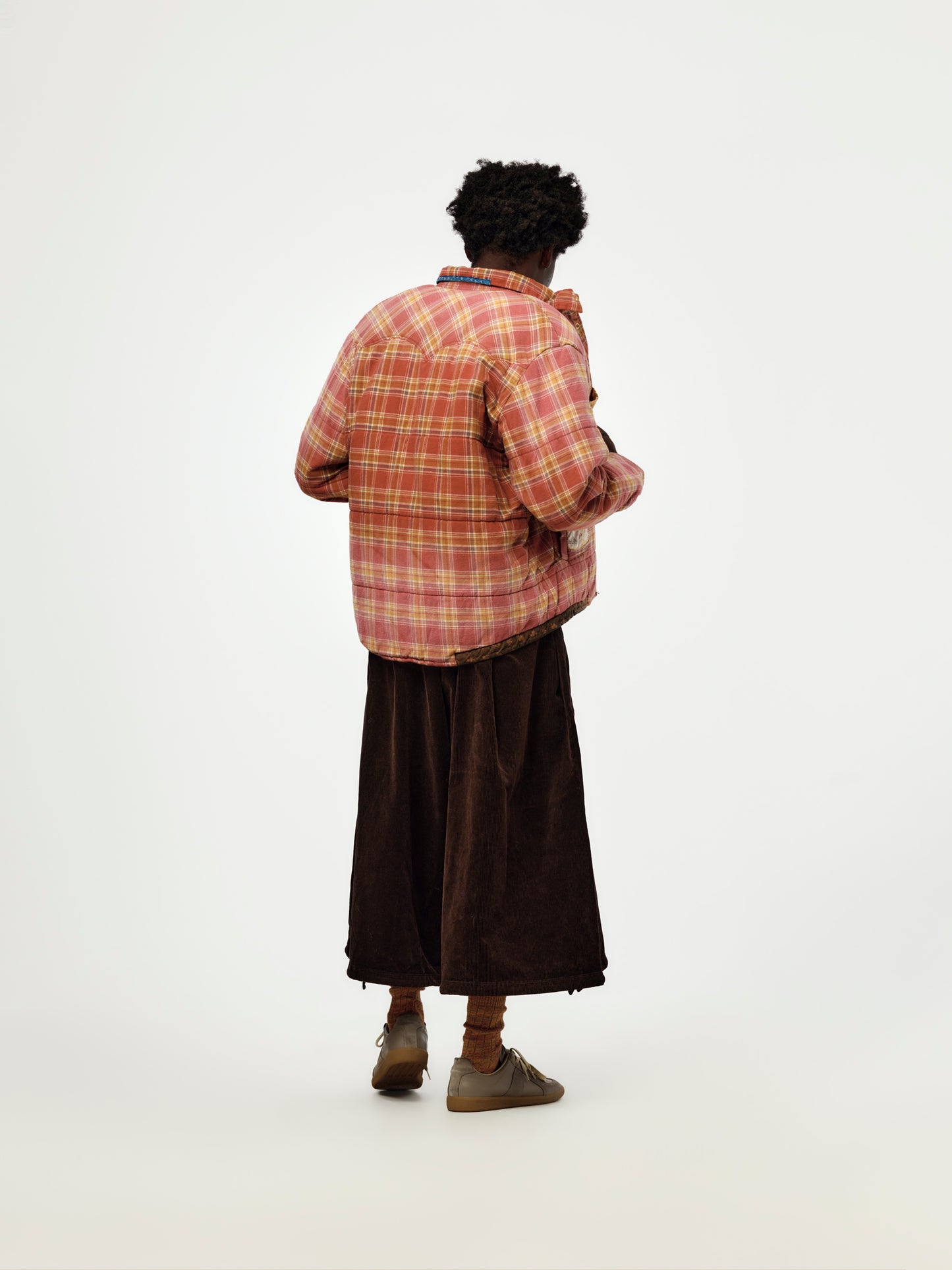 Vintage Checked Puffer Jacket (RED)
