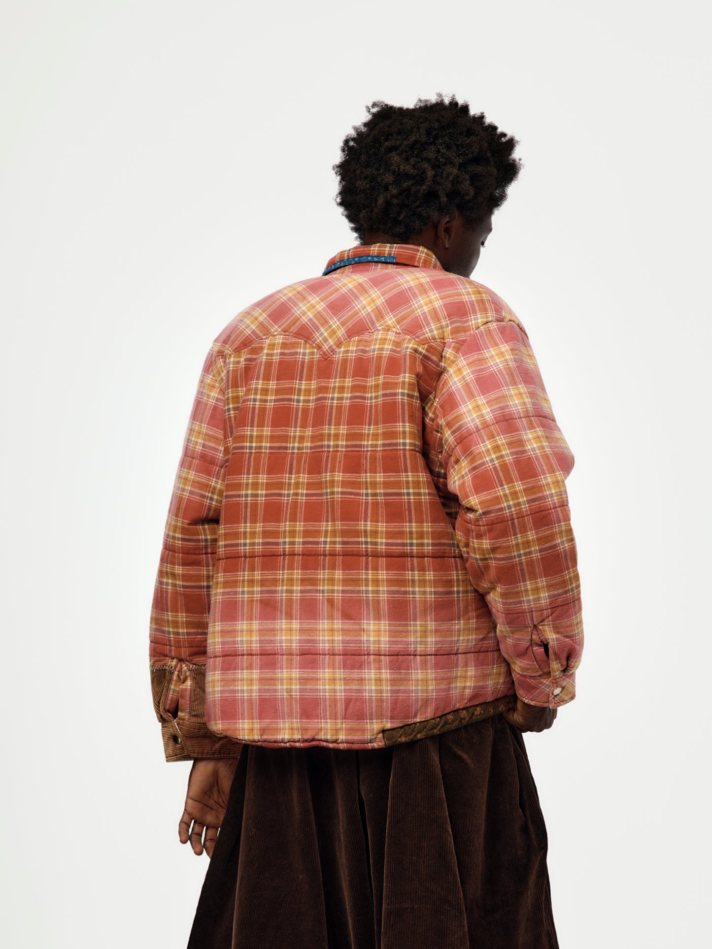Vintage Checked Puffer Jacket (RED)