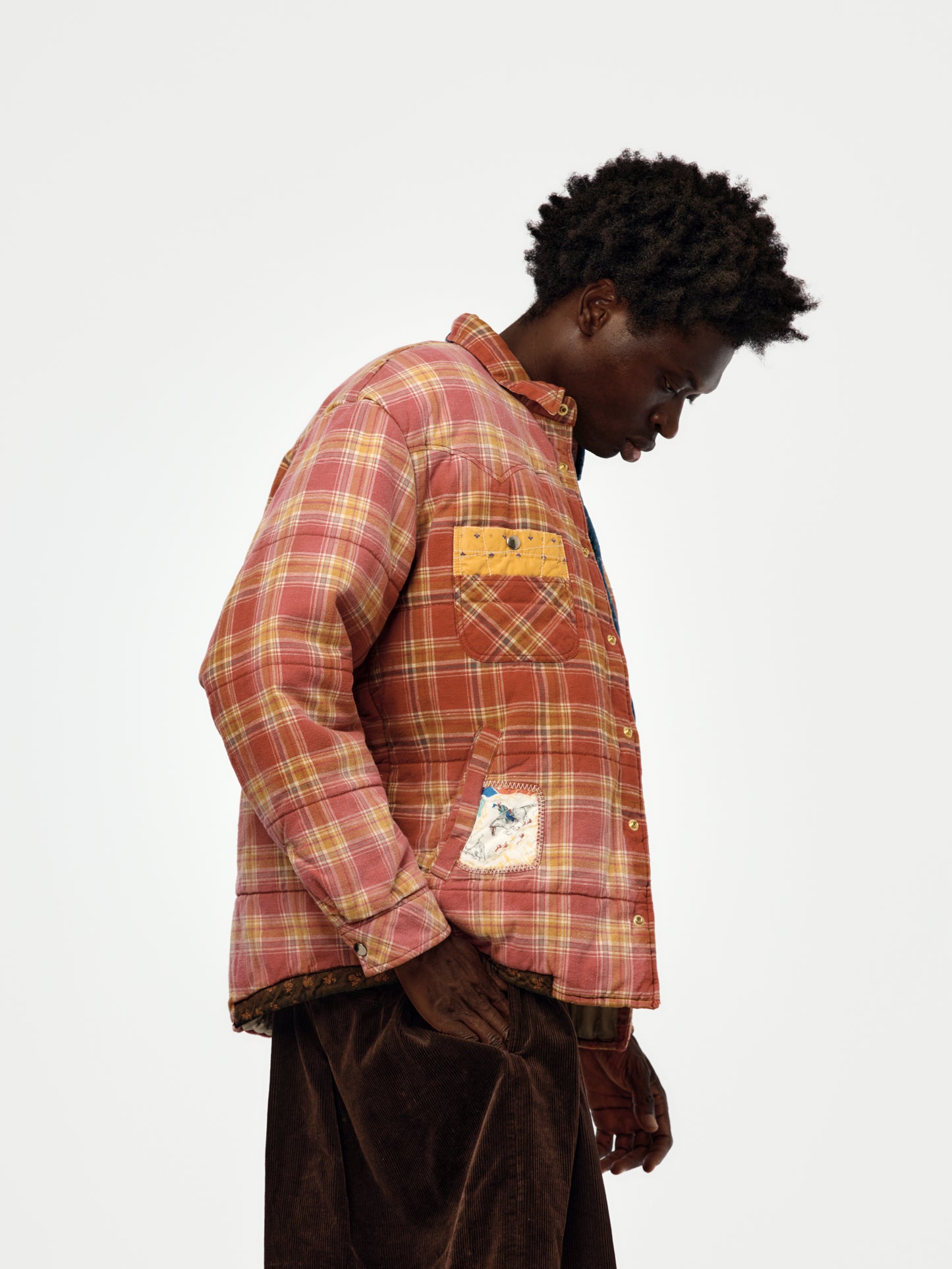 Vintage Checked Puffer Jacket (RED)