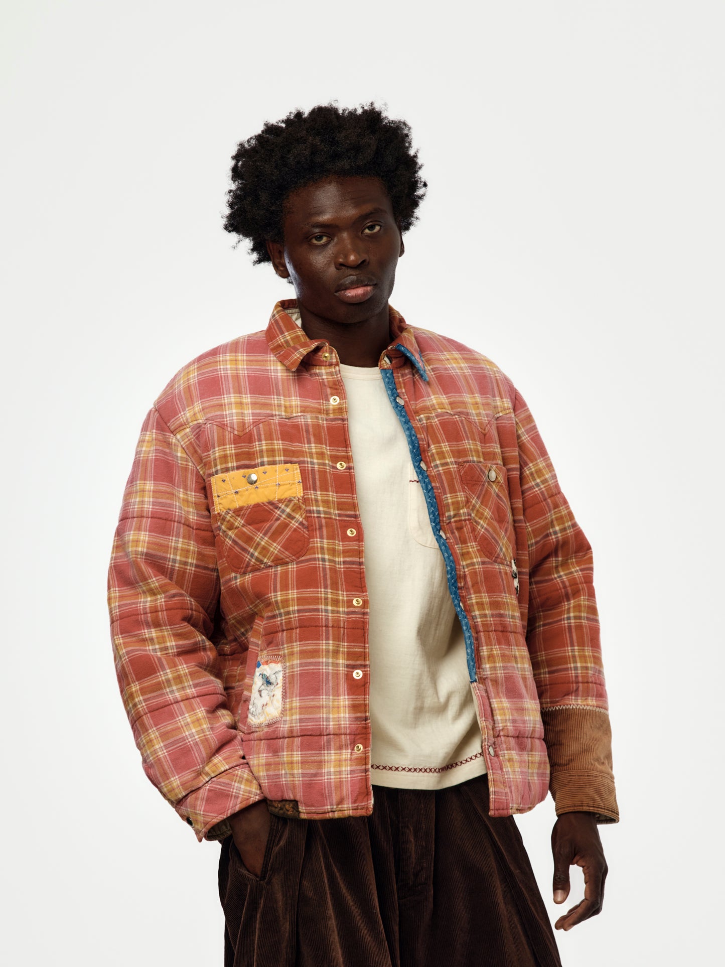 Vintage Checked Puffer Jacket (RED)