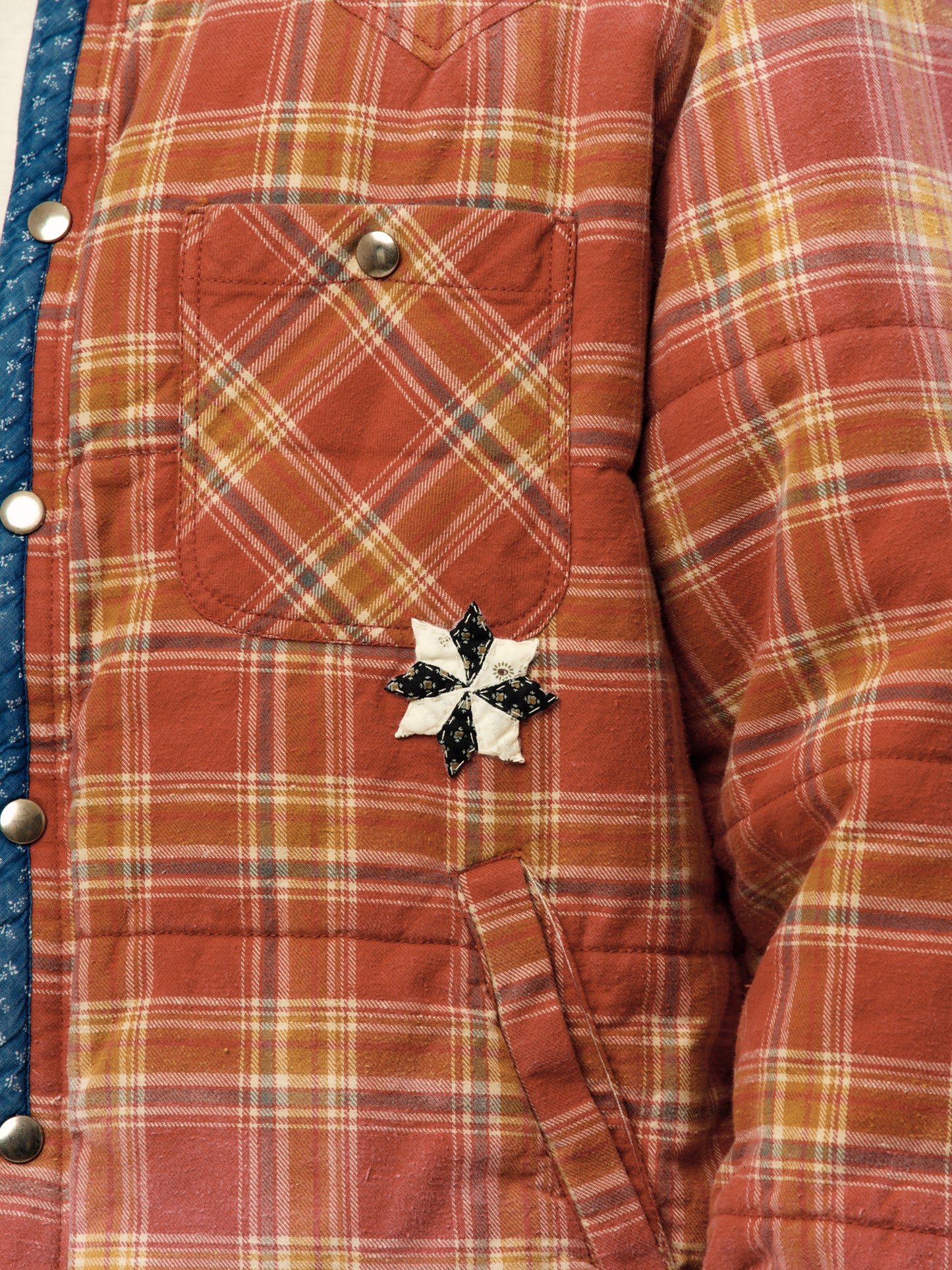Vintage Checked Puffer Jacket (RED)