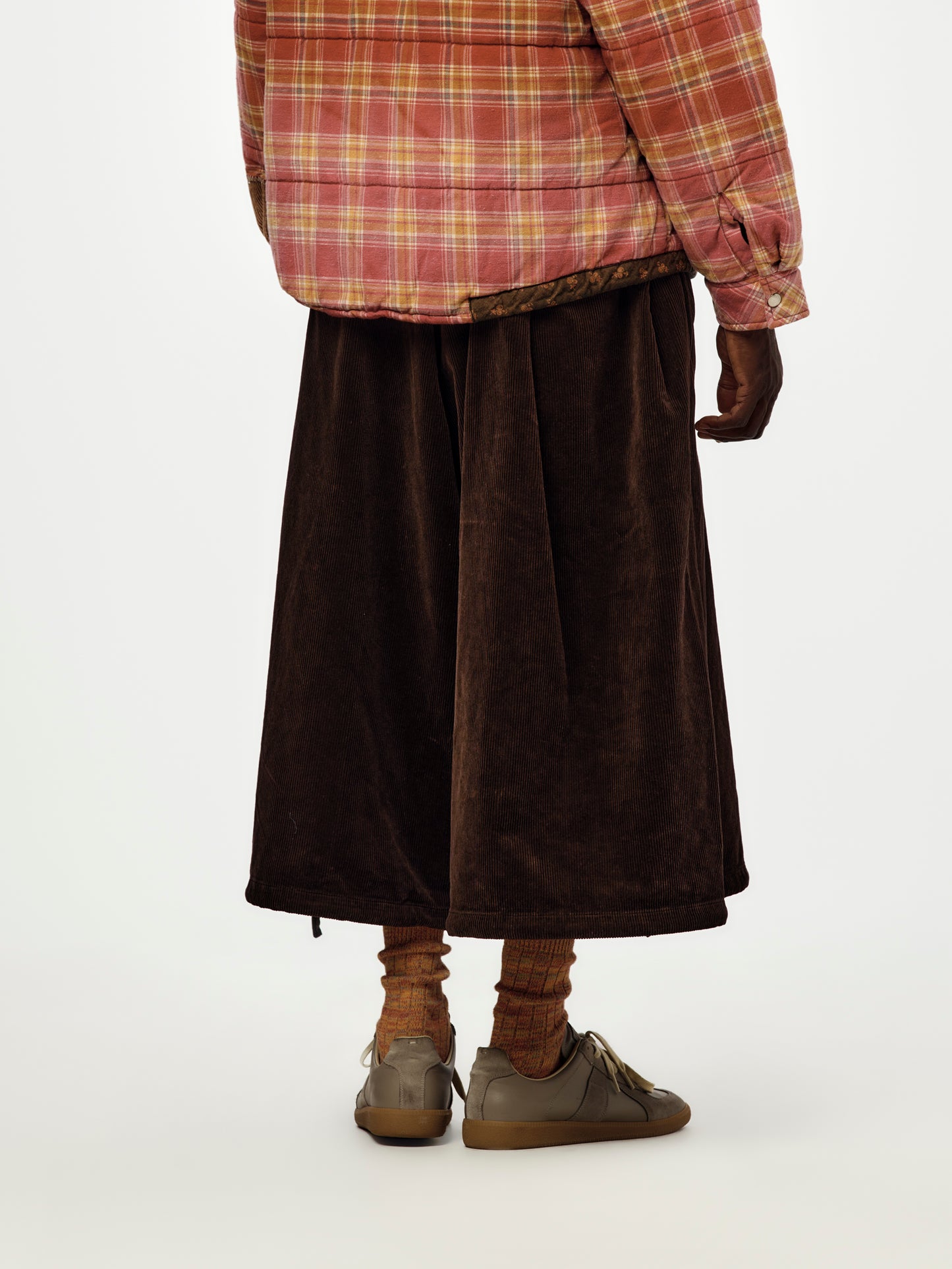 Wide Leg Cropped Corduroy Pants (BROWN)