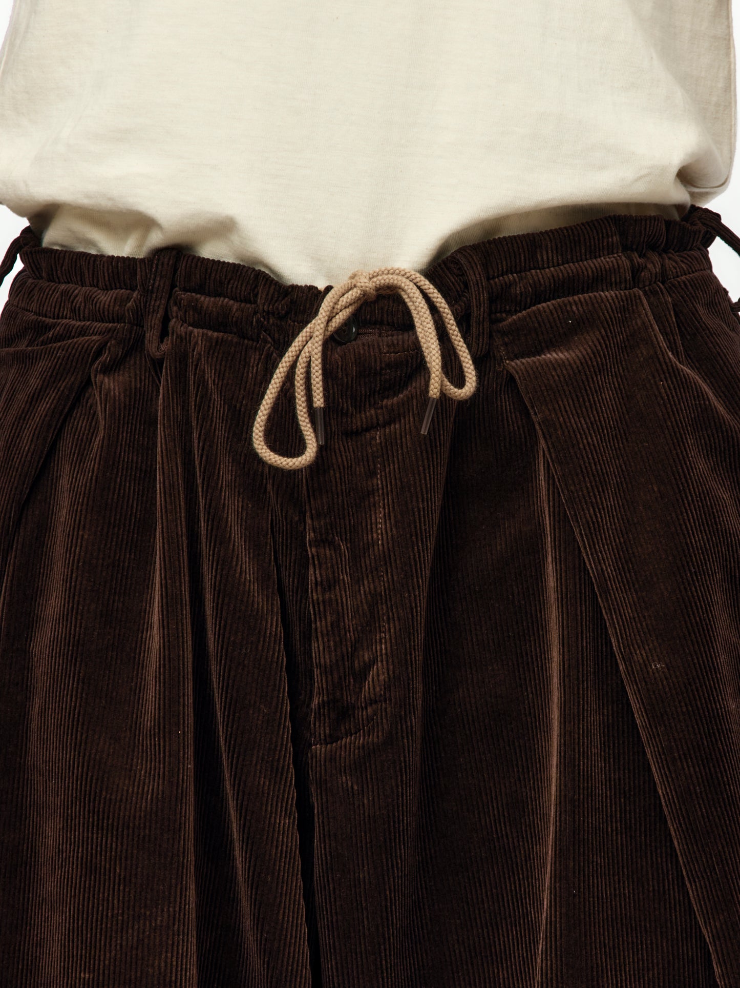 Wide Leg Cropped Corduroy Pants (BROWN)