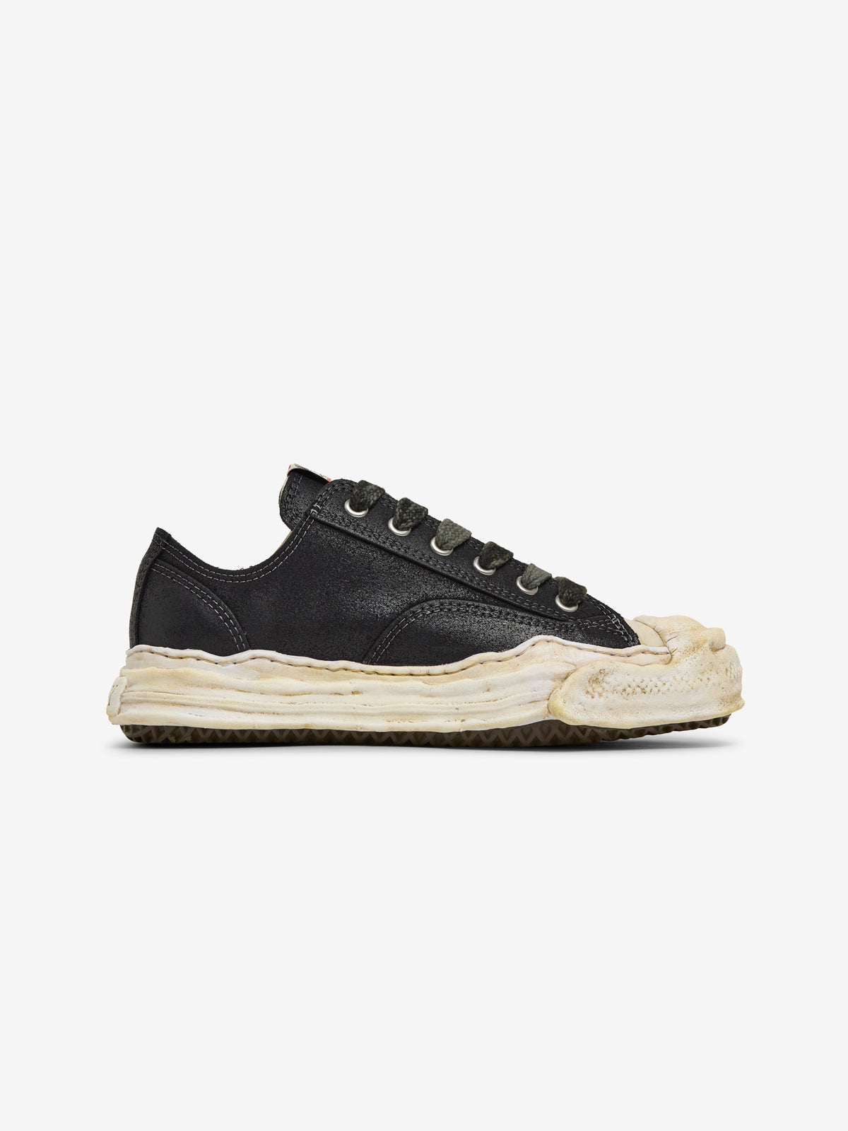 HANK WAXED SUEDE LOW-TOP SNEAKERS (BLACK)