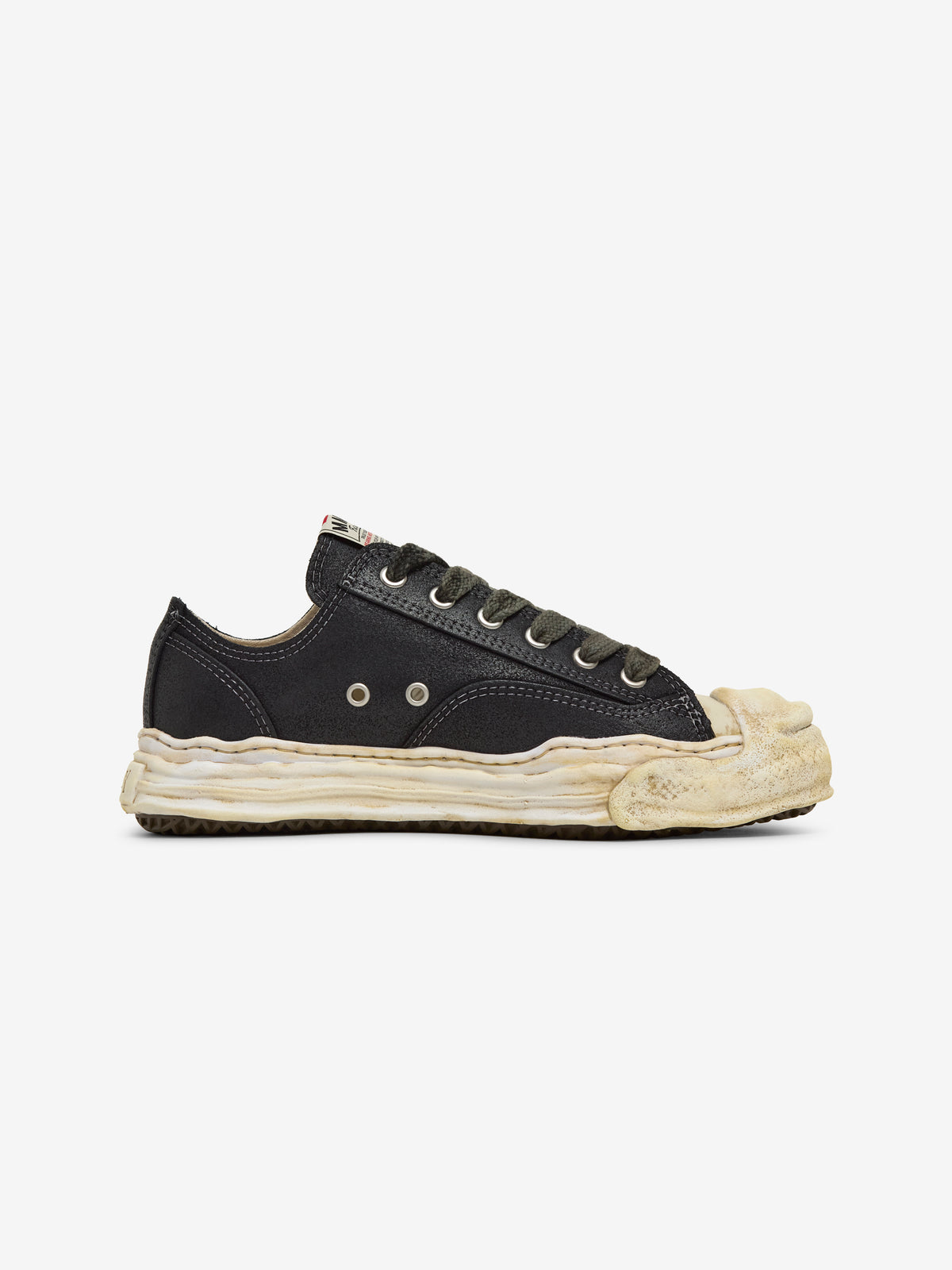 HANK WAXED SUEDE LOW-TOP SNEAKERS (BLACK)