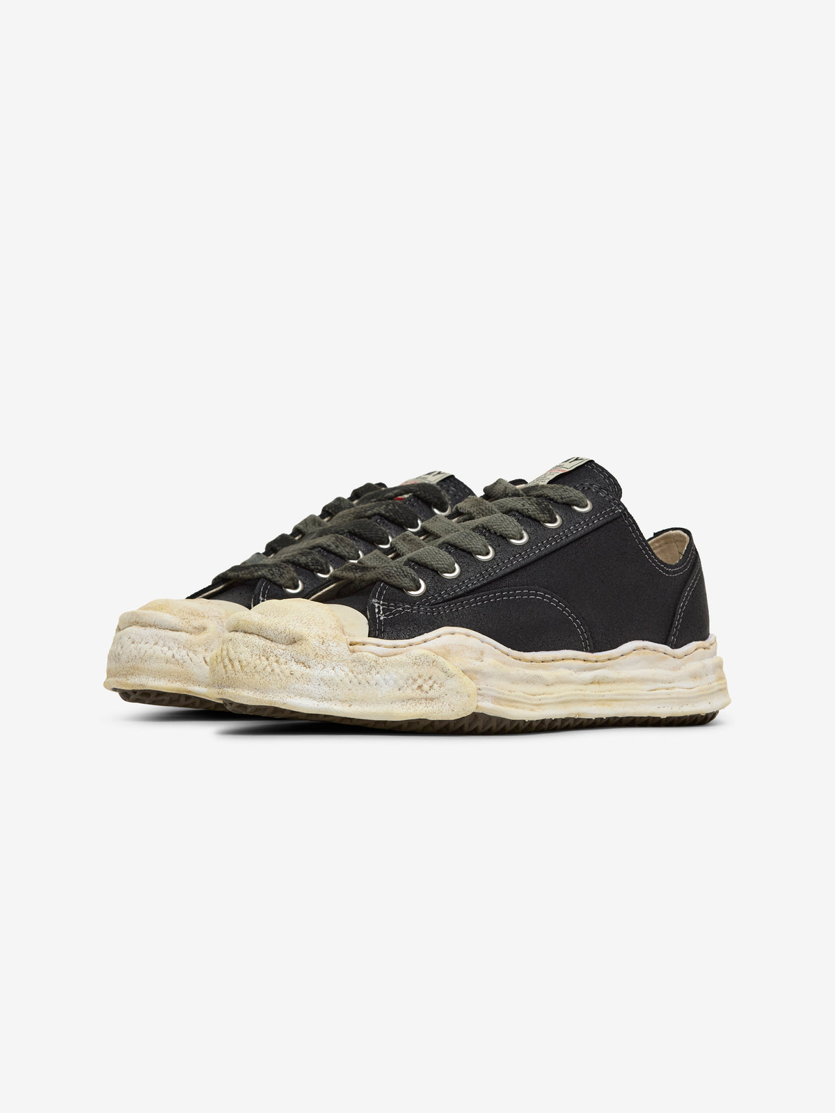 HANK WAXED SUEDE LOW-TOP SNEAKERS (BLACK)