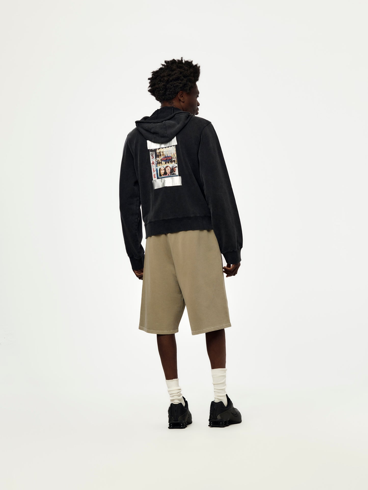 HOODED ZIP CREW (BLACK WASHED)