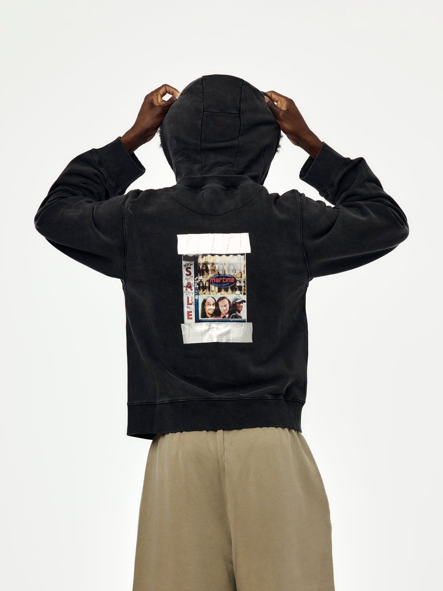 HOODED ZIP CREW (BLACK WASHED)