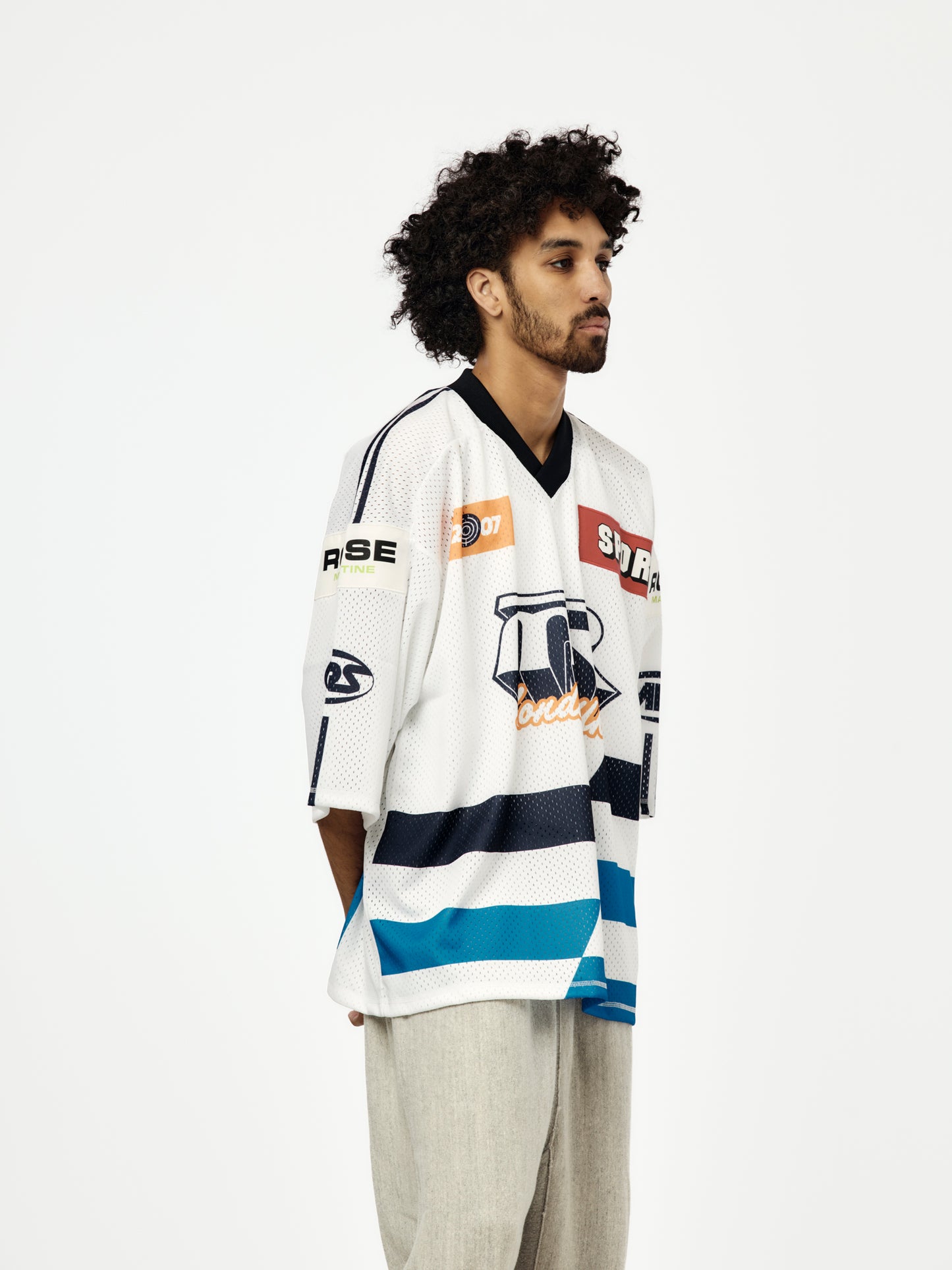 Oversized Hockey Top (White Blue)