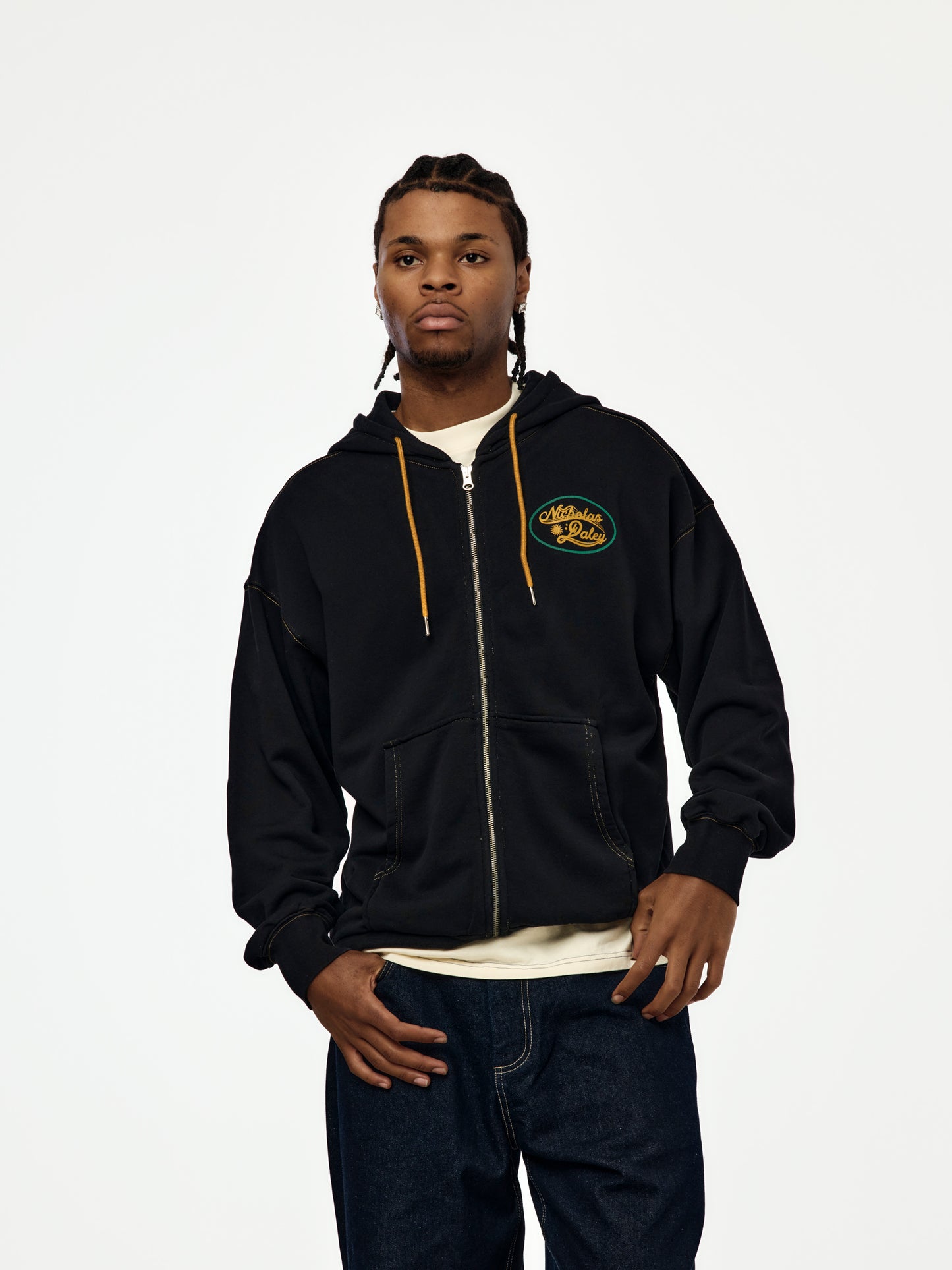 Roots Zip Up Hoodie (Black)