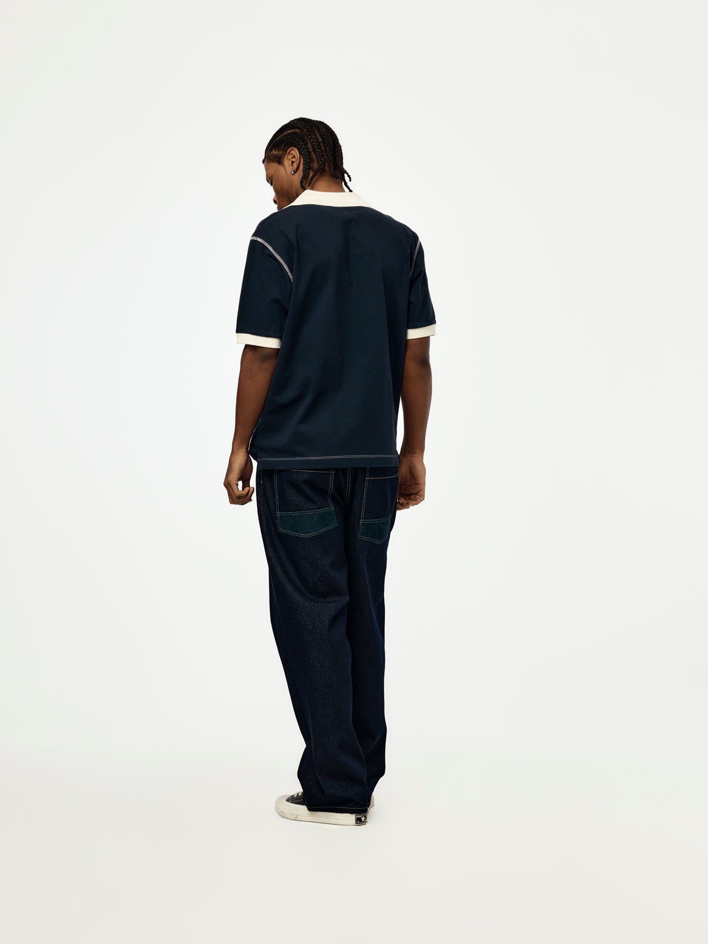 S/S Striped Rugby Polo (Navy)