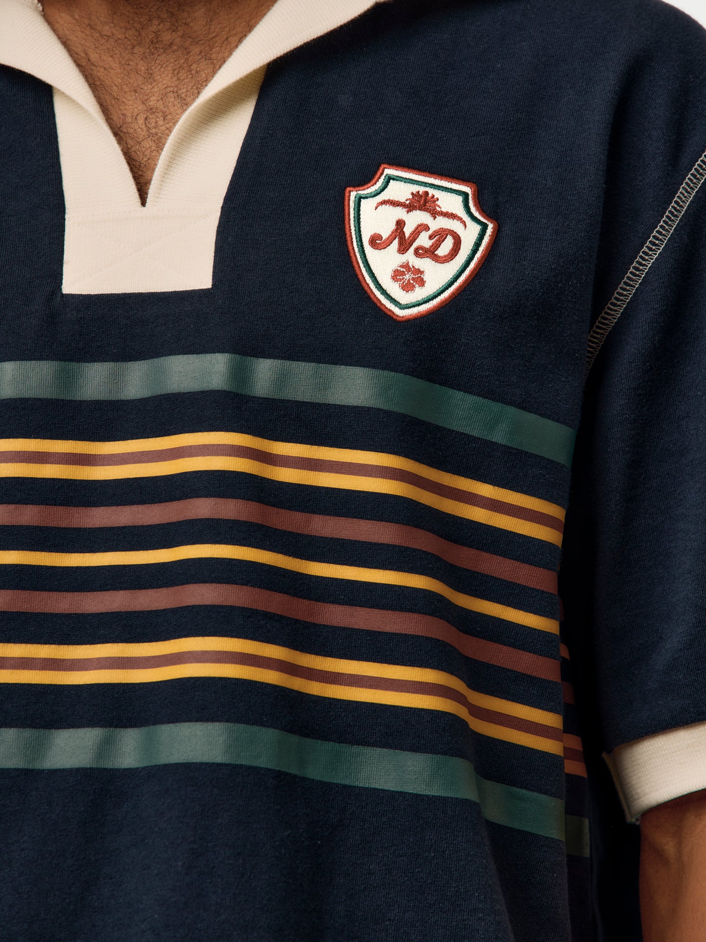 S/S Striped Rugby Polo (Navy)