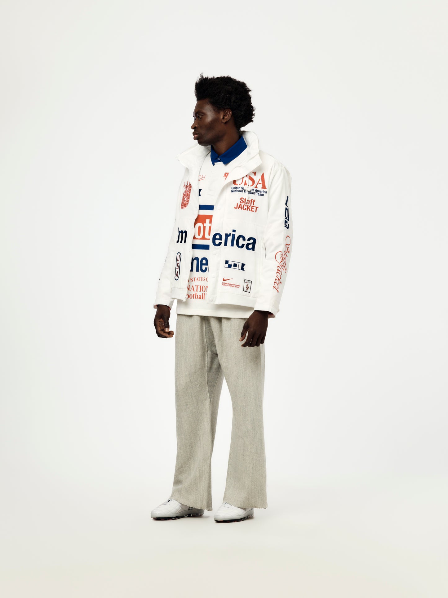 USA x VAA x Nike Woven Staff Jacket (White/Deep Royal Blue)