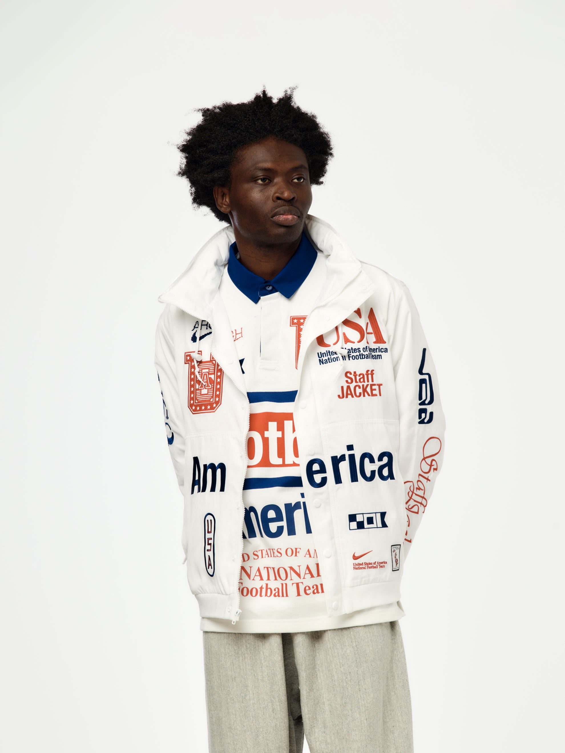 Nike USA x VAA x Nike Woven Staff Jacket (White/Deep Royal Blue