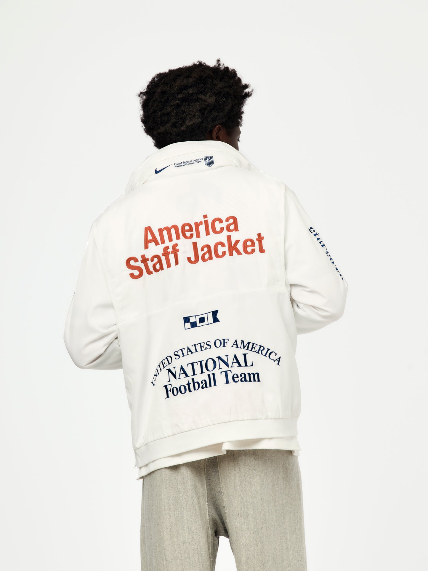USA x VAA x Nike Woven Staff Jacket (White/Deep Royal Blue)
