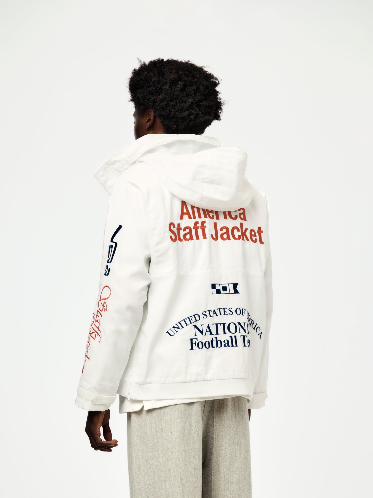 USA x VAA x Nike Woven Staff Jacket (White/Deep Royal Blue)