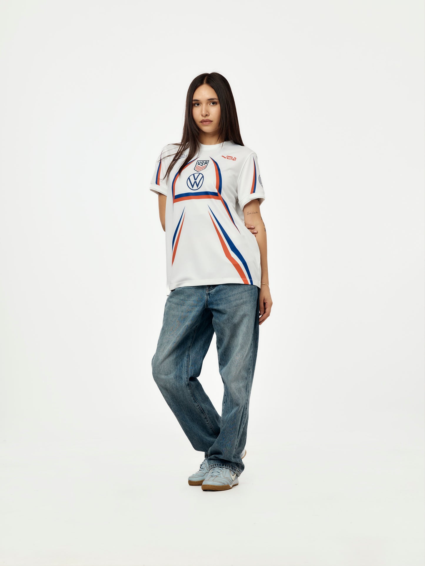 USA x VAA x Women's Nike Short-Sleeve Soccer Top (White/Deep Royal Blue)
