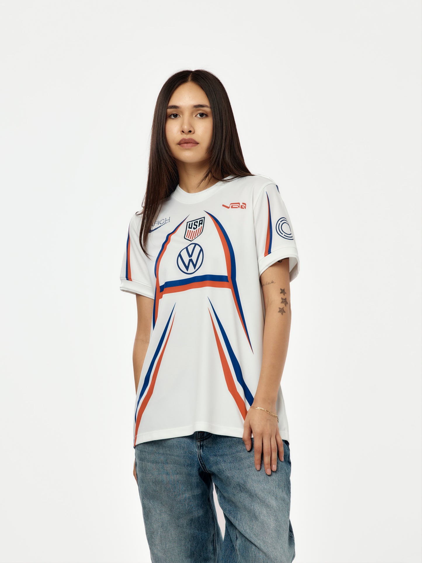 USA x VAA x Women's Nike Short-Sleeve Soccer Top (White/Deep Royal Blue)