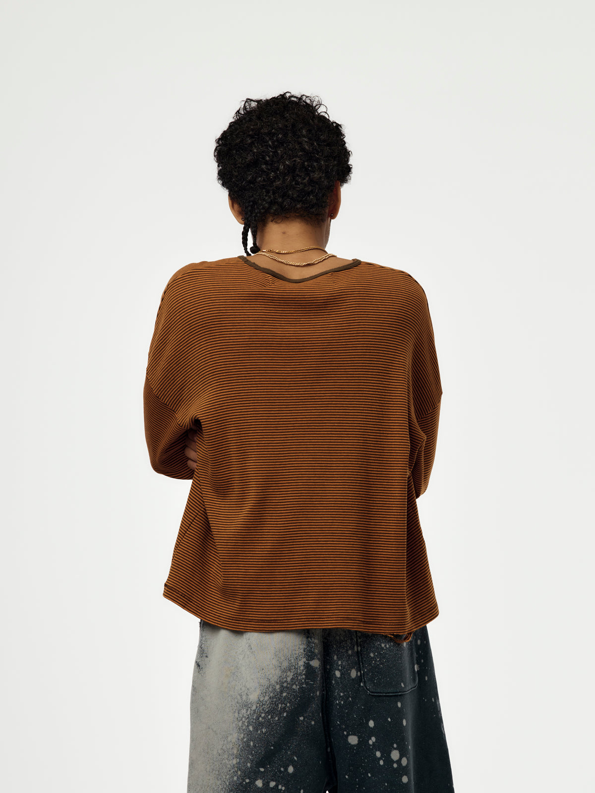 CONSEQUENCE STRIPED L/S KNITTED TEE (ORANGE)