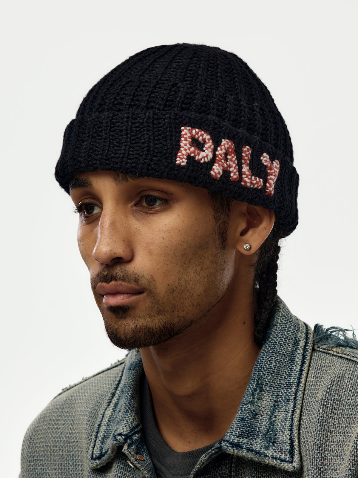 HAND KNITTED BEANIE  (BLACK)