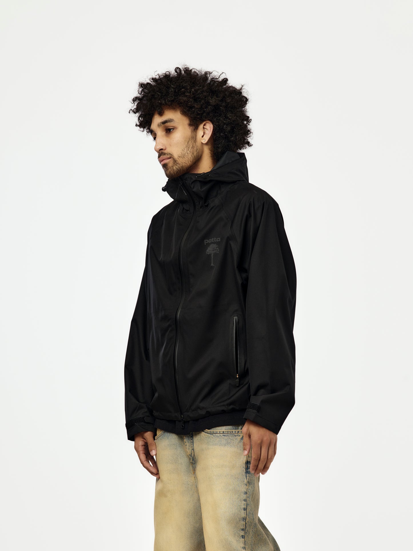 Patta 3M Reflective Waterproof Rain Jacket (Black)