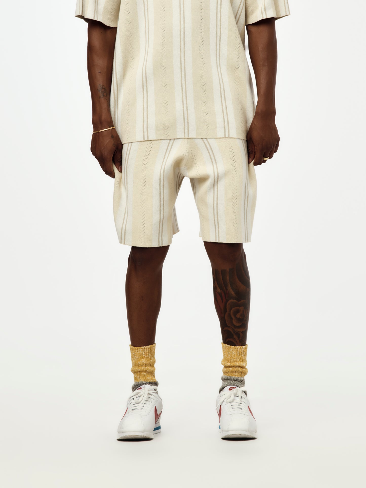 Patta Knitted Football Shorts (Oatmeal)