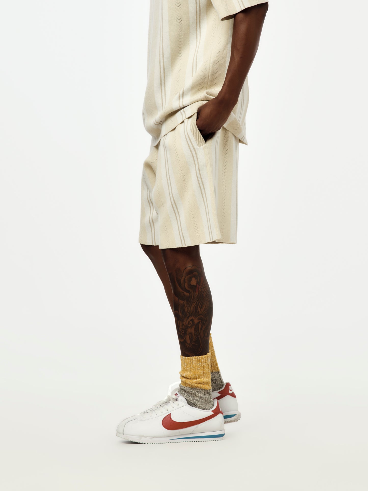 Patta Knitted Football Shorts (Oatmeal)