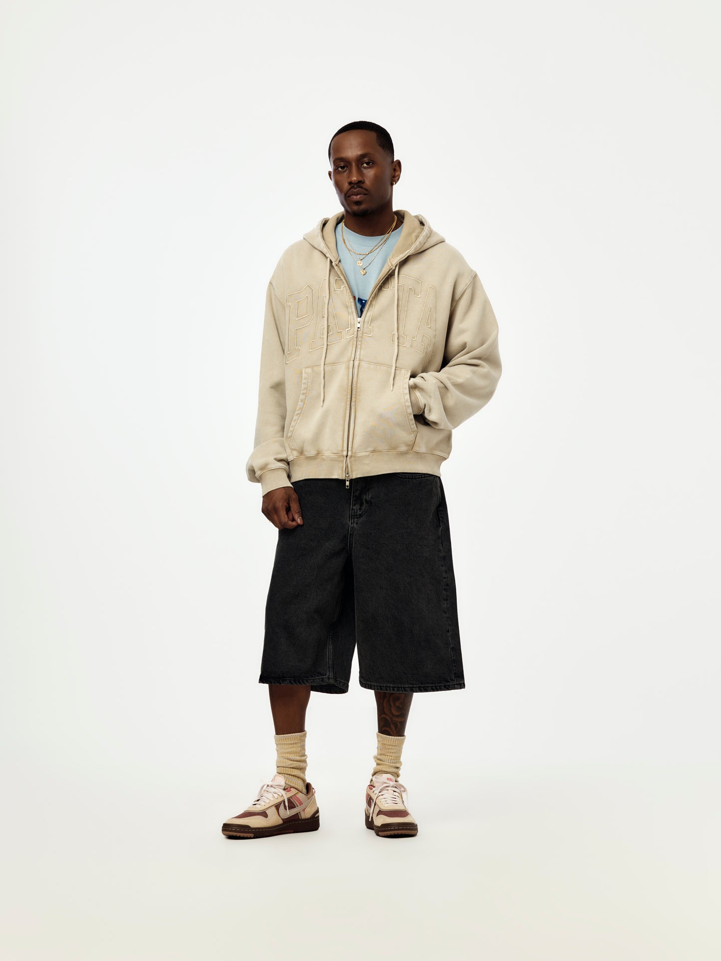 Patta Loopback Logo Zip Hooded Sweater (Irish Cream)