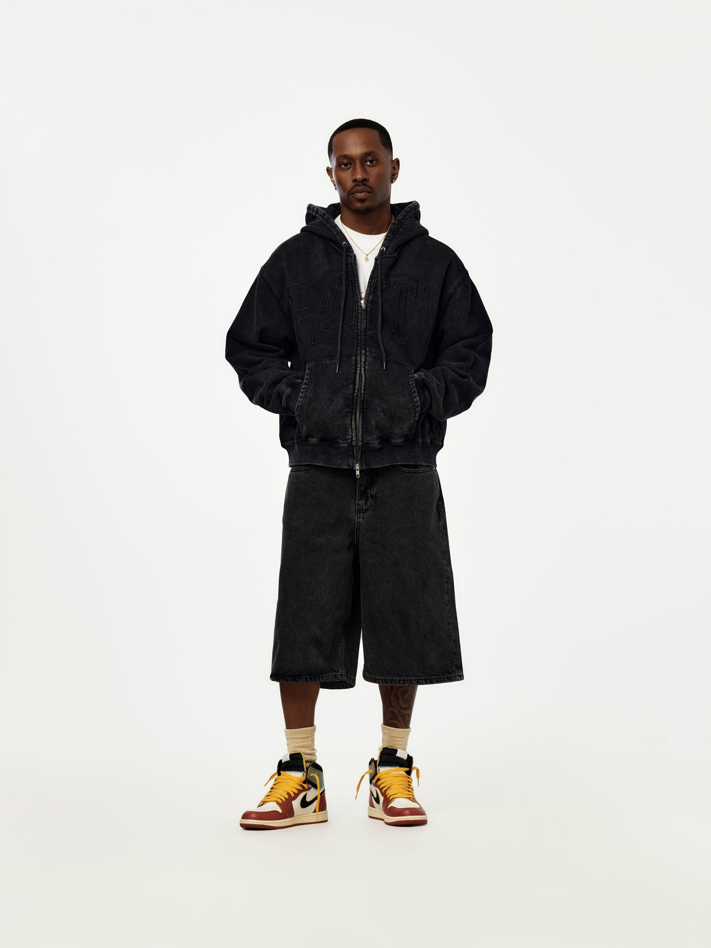 Patta Loopback Logo Zip Hooded Sweater (Moonless Night)
