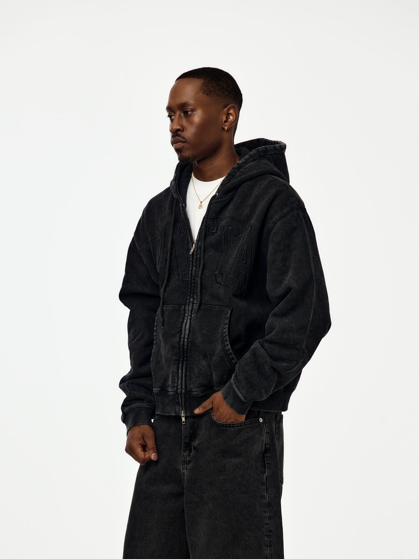 Patta Loopback Logo Zip Hooded Sweater (Moonless Night)