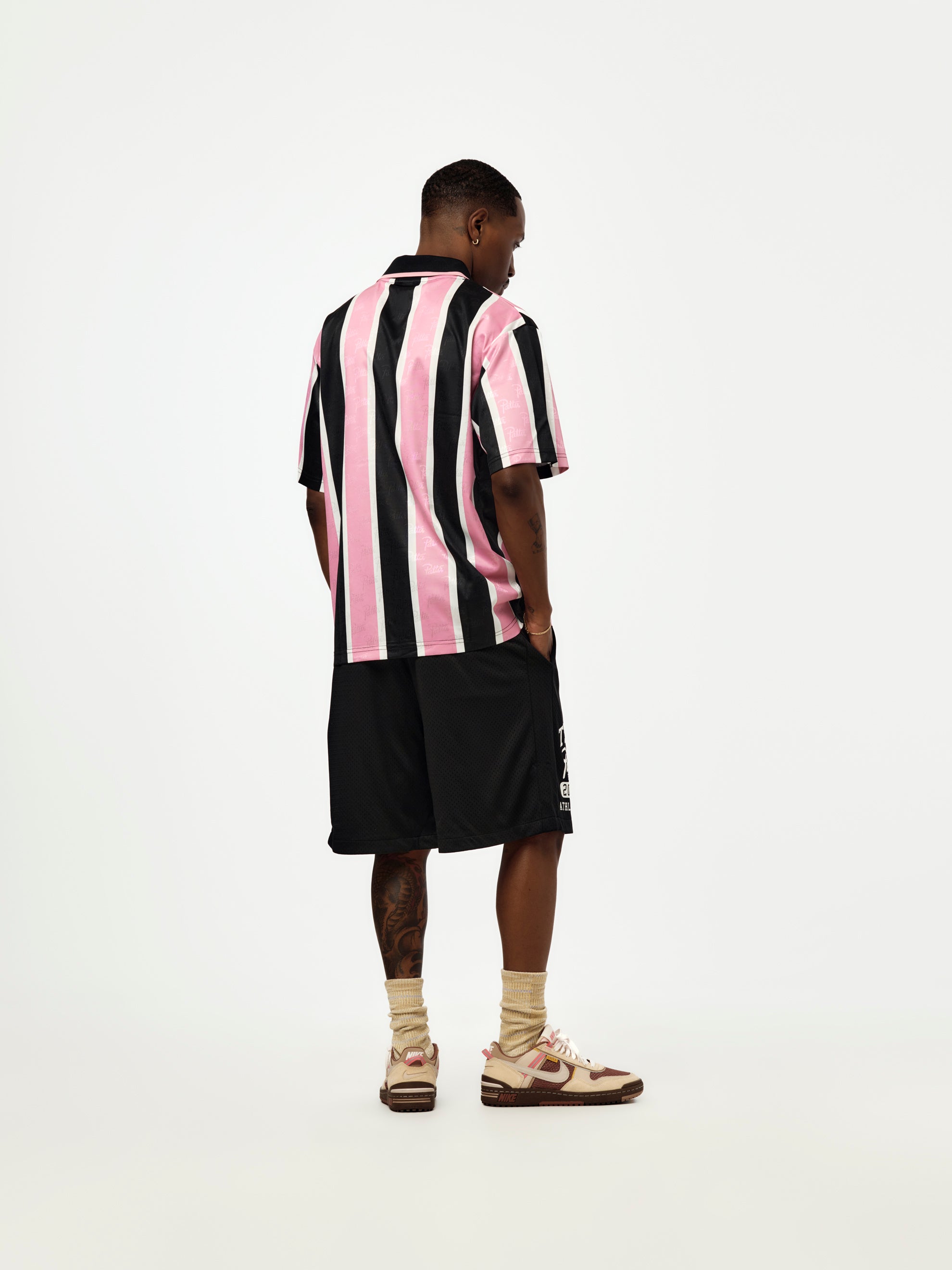 希少 Stingwater サッカーシャツ 総柄 プリント M（B54） Patta Patta Stripe Football Jersey (Begonia Pink) - UNION LOS ANGELES