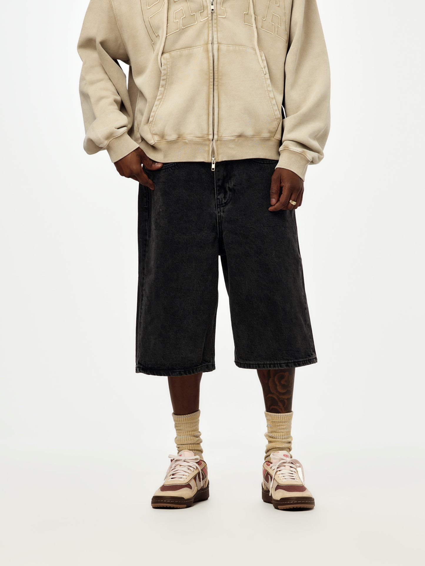 Patta Whiskers Denim Shorts (Black) (Black Denim)