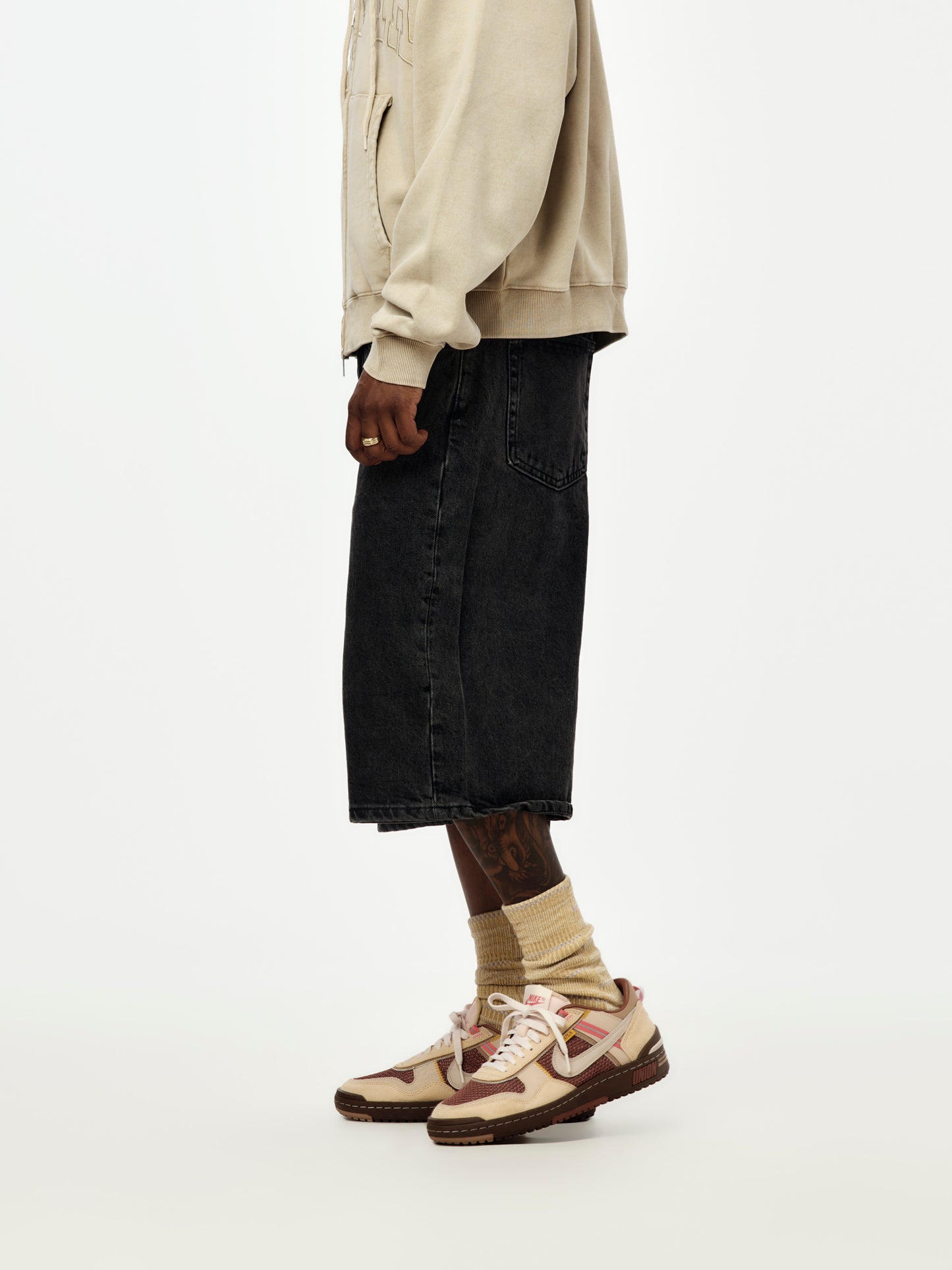 Patta Whiskers Denim Shorts (Black) (Black Denim)