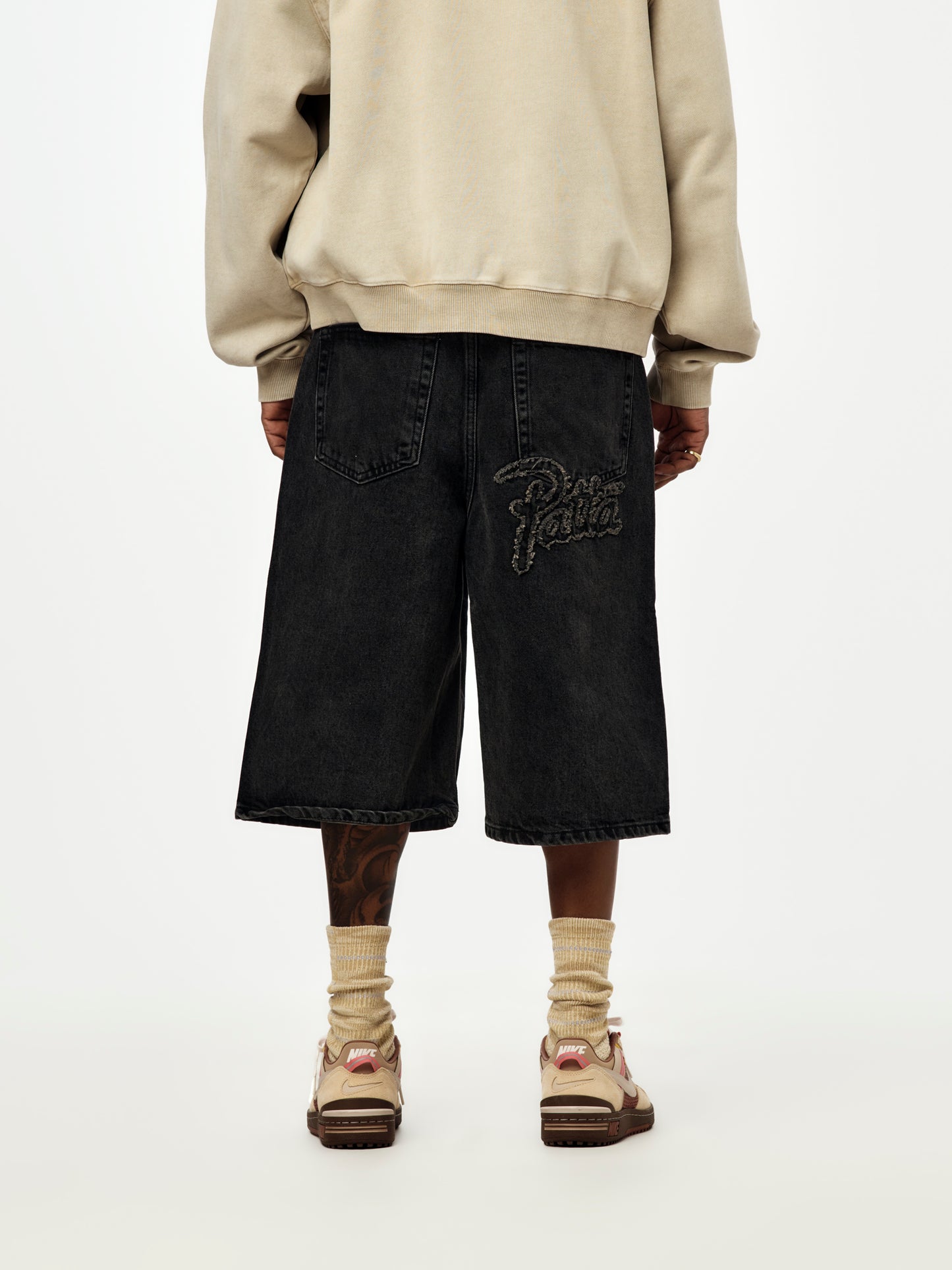 Patta Whiskers Denim Shorts (Black) (Black Denim)