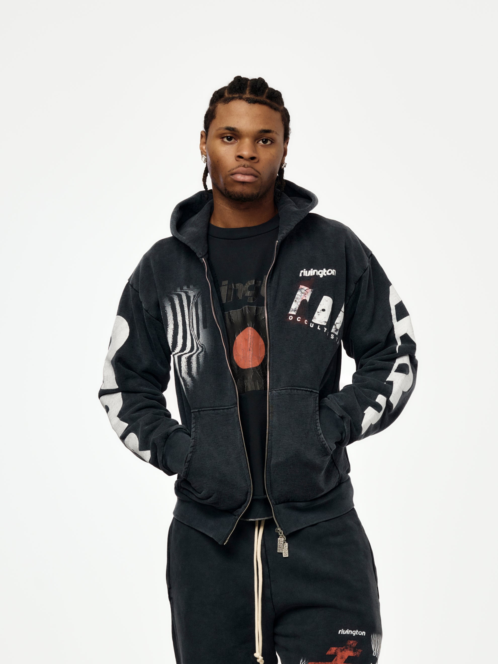 RRR123 APOCRYPHA PIOUS ZIP HOODIE (Mechanic Black) - UNION LOS ANGELES
