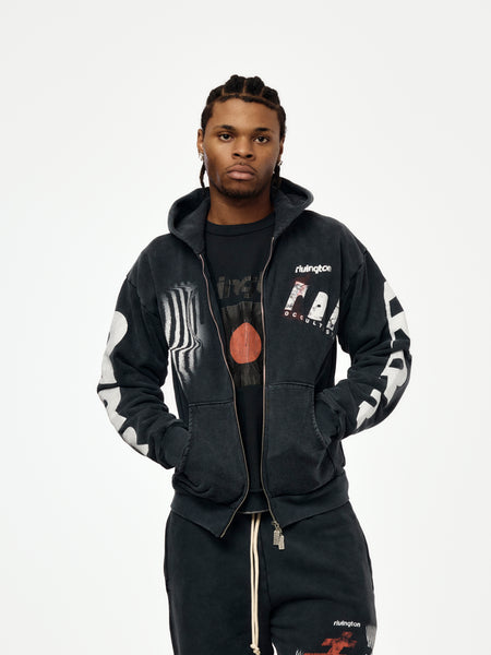 RRR123 APOCRYPHA PIOUS ZIP HOODIE (Mechanic Black) - UNION LOS ANGELES