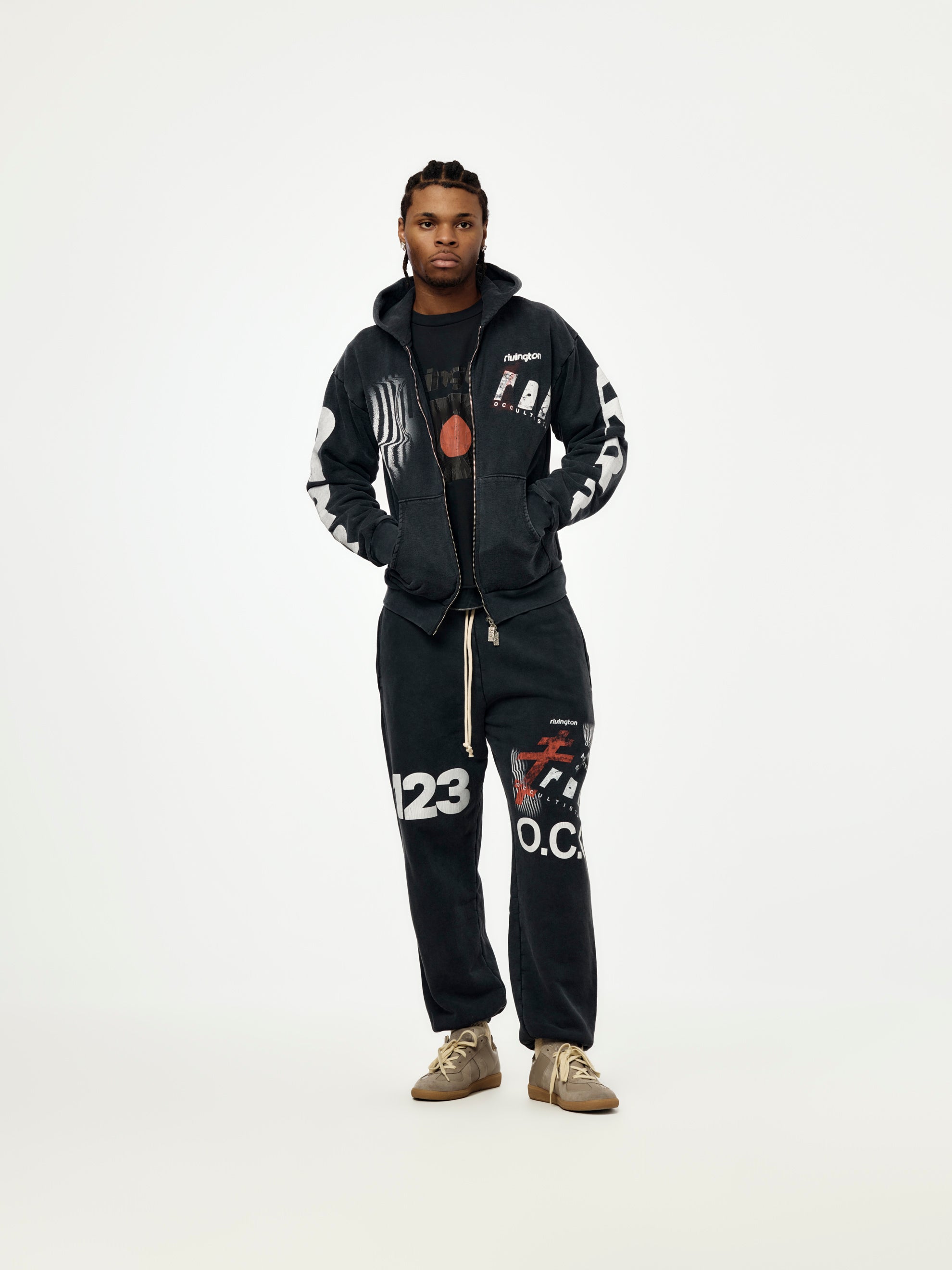 RRR123 APOCRYPHA PIOUS ZIP HOODIE (Mechanic Black) - UNION LOS ANGELES