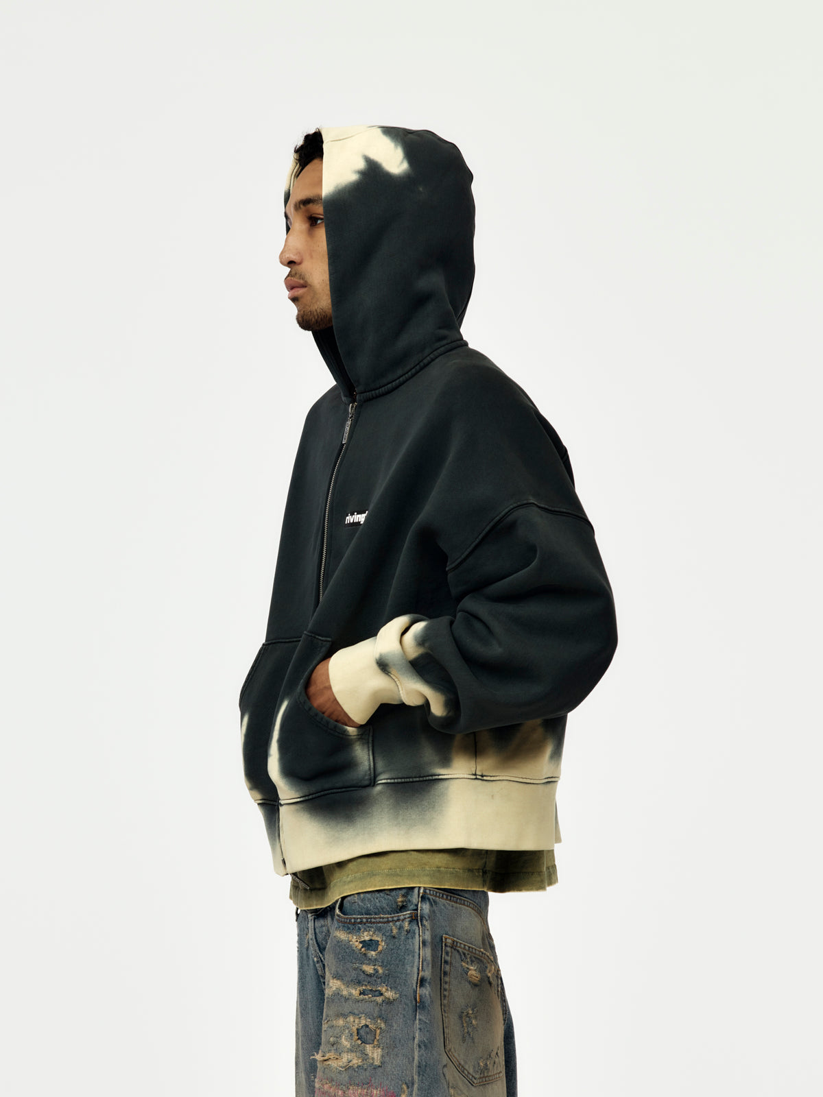 DARK COUNTRY CVA ZIP HOODIE (WASHED BLACK)