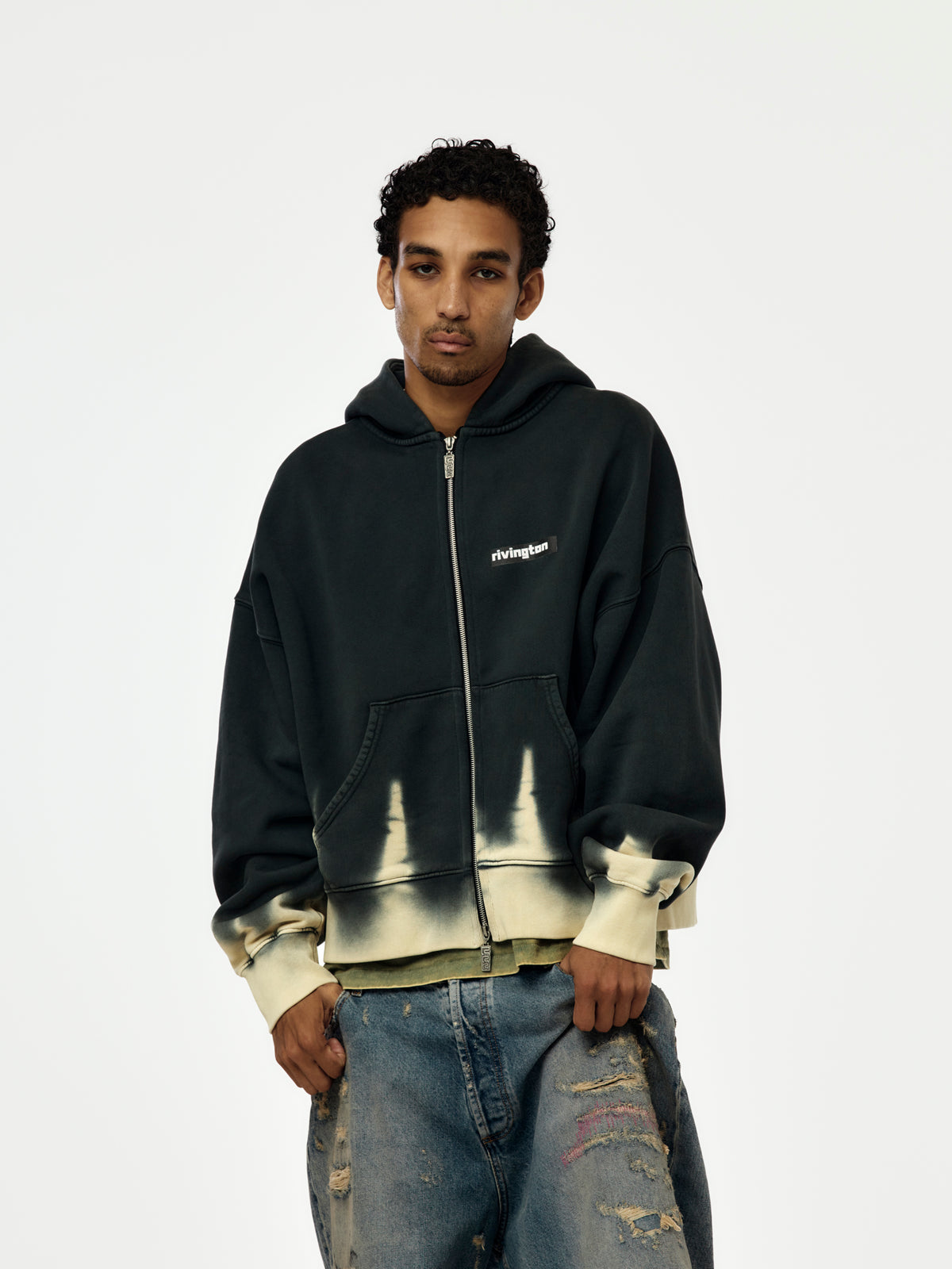 DARK COUNTRY CVA ZIP HOODIE (WASHED BLACK)
