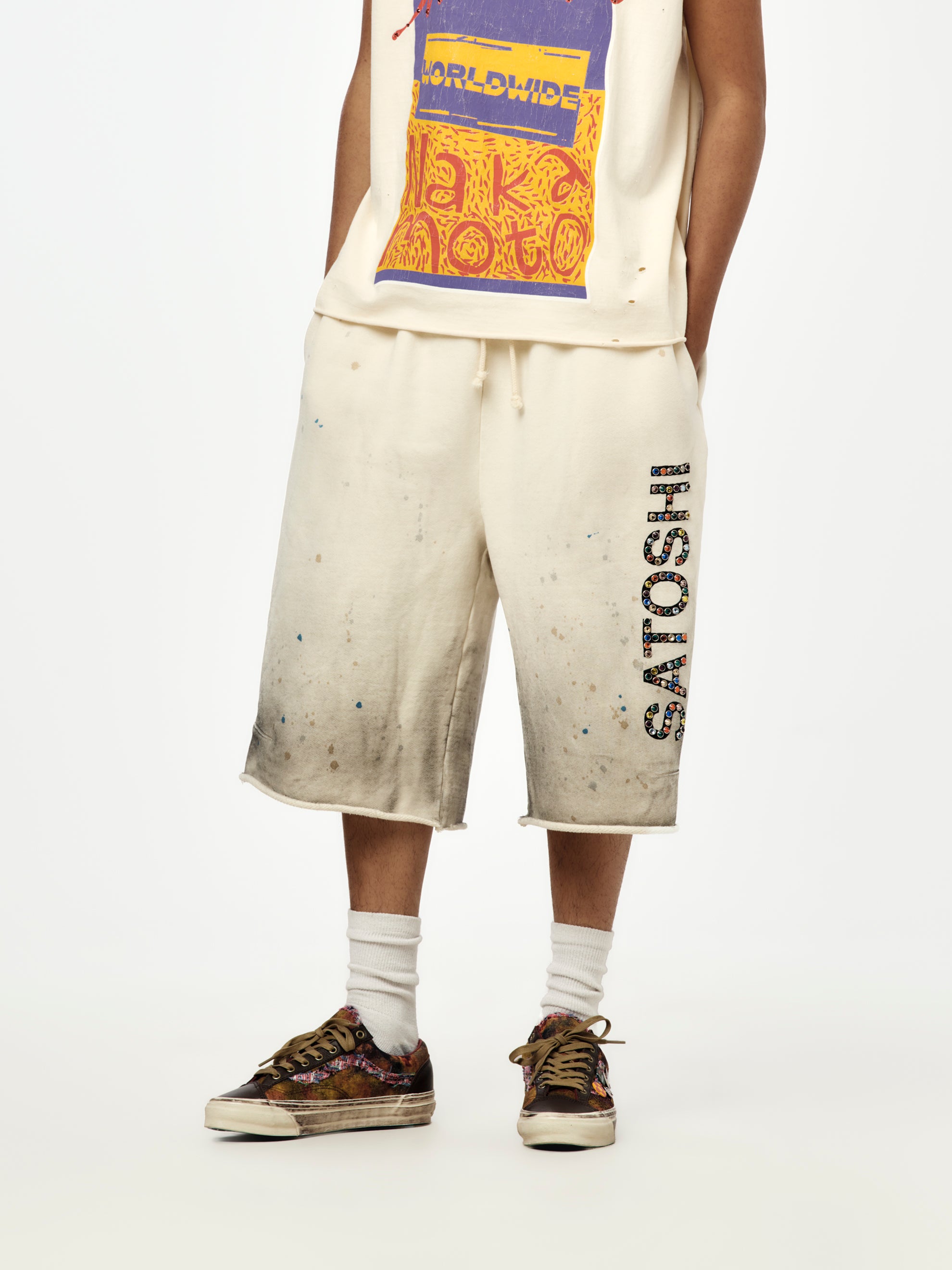 SATOSHI NAKAMOTO サトシナカモト　スウェットショーツハーフパンツ Satoshi Nakamoto Drifter Sweatshort (White) - UNION LOS ANGELES