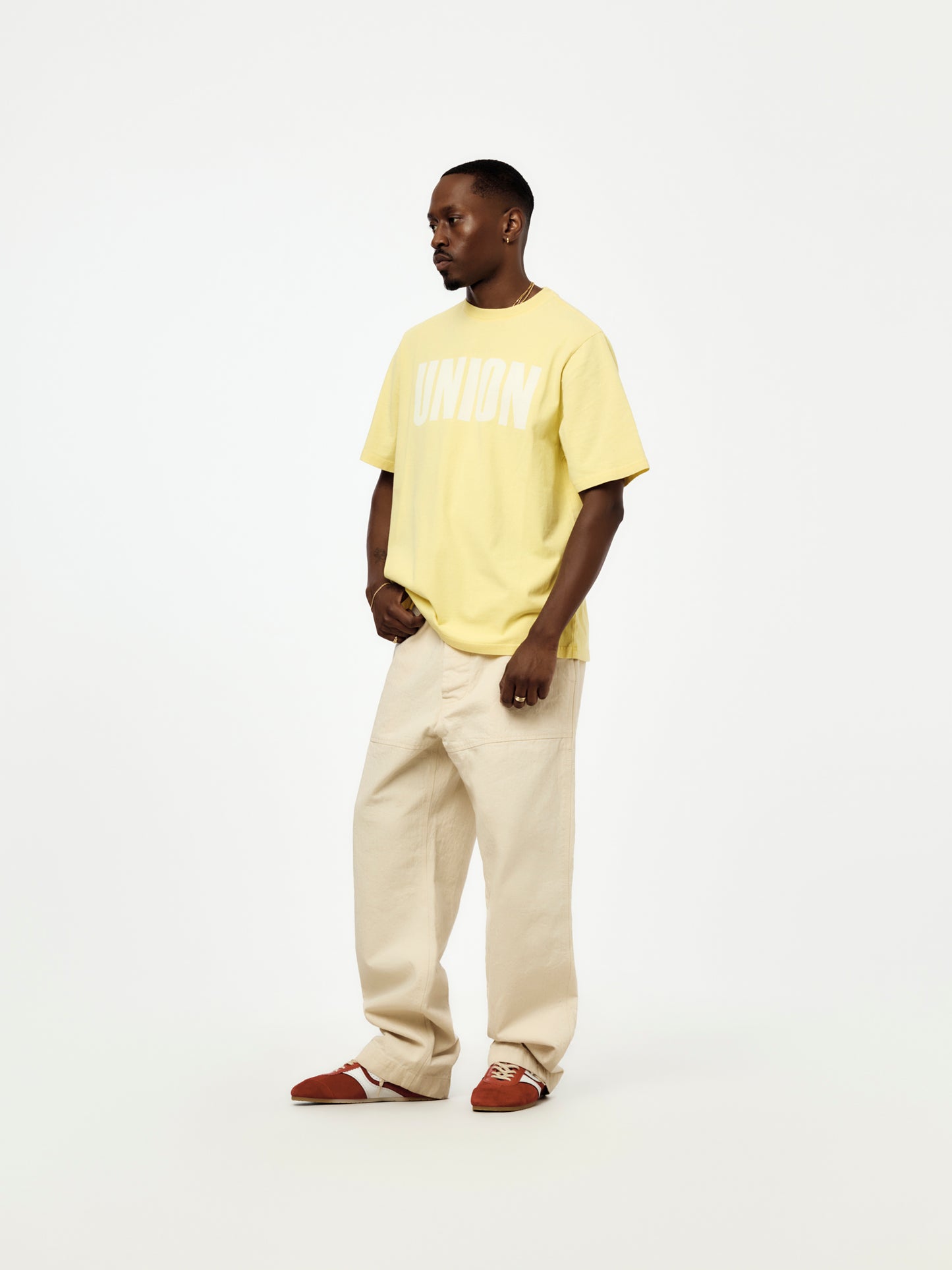 BLOCK LOGO TEE (VINTAGE PASTEL YELLOW)