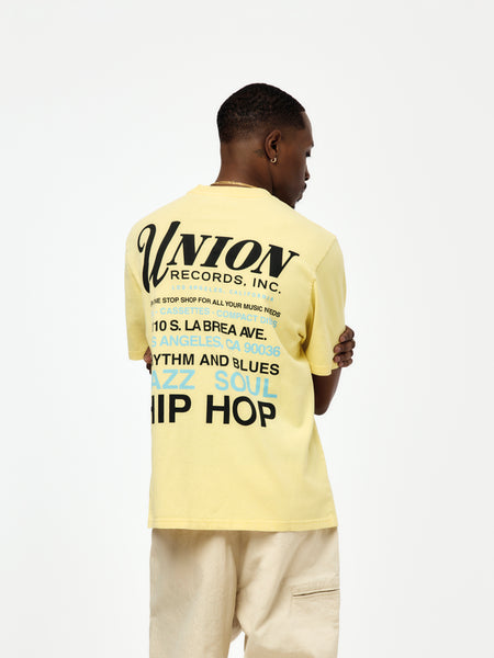 Union Los Angeles RECORD SHOP TEE (YELLOW) - UNION LOS ANGELES