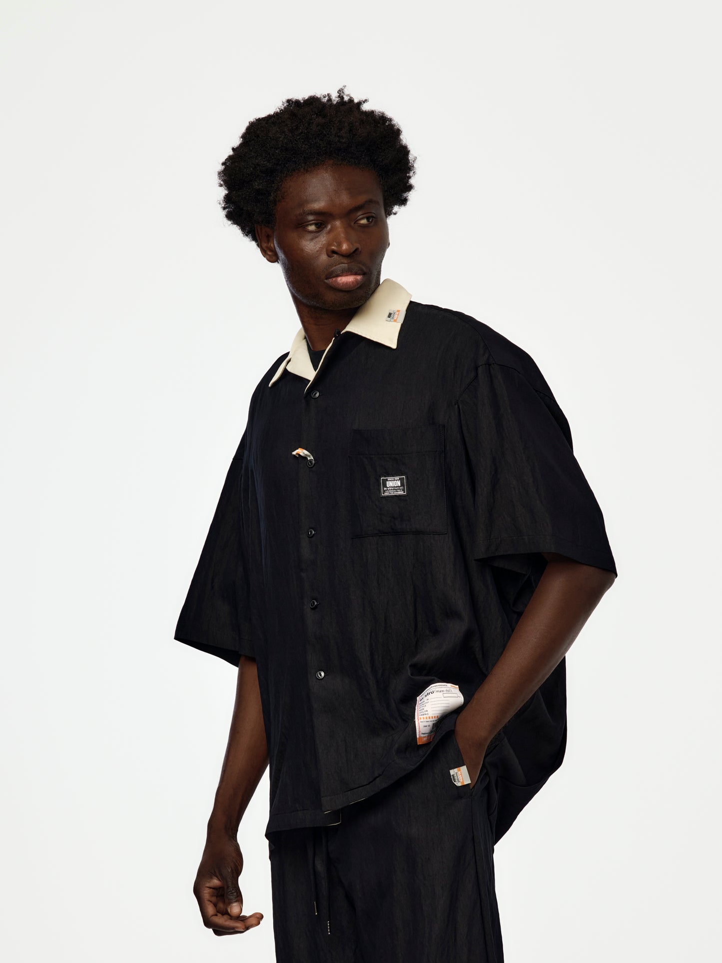 UNION x in・stru(men-tal)  BOWLING SHIRT (BLACK)