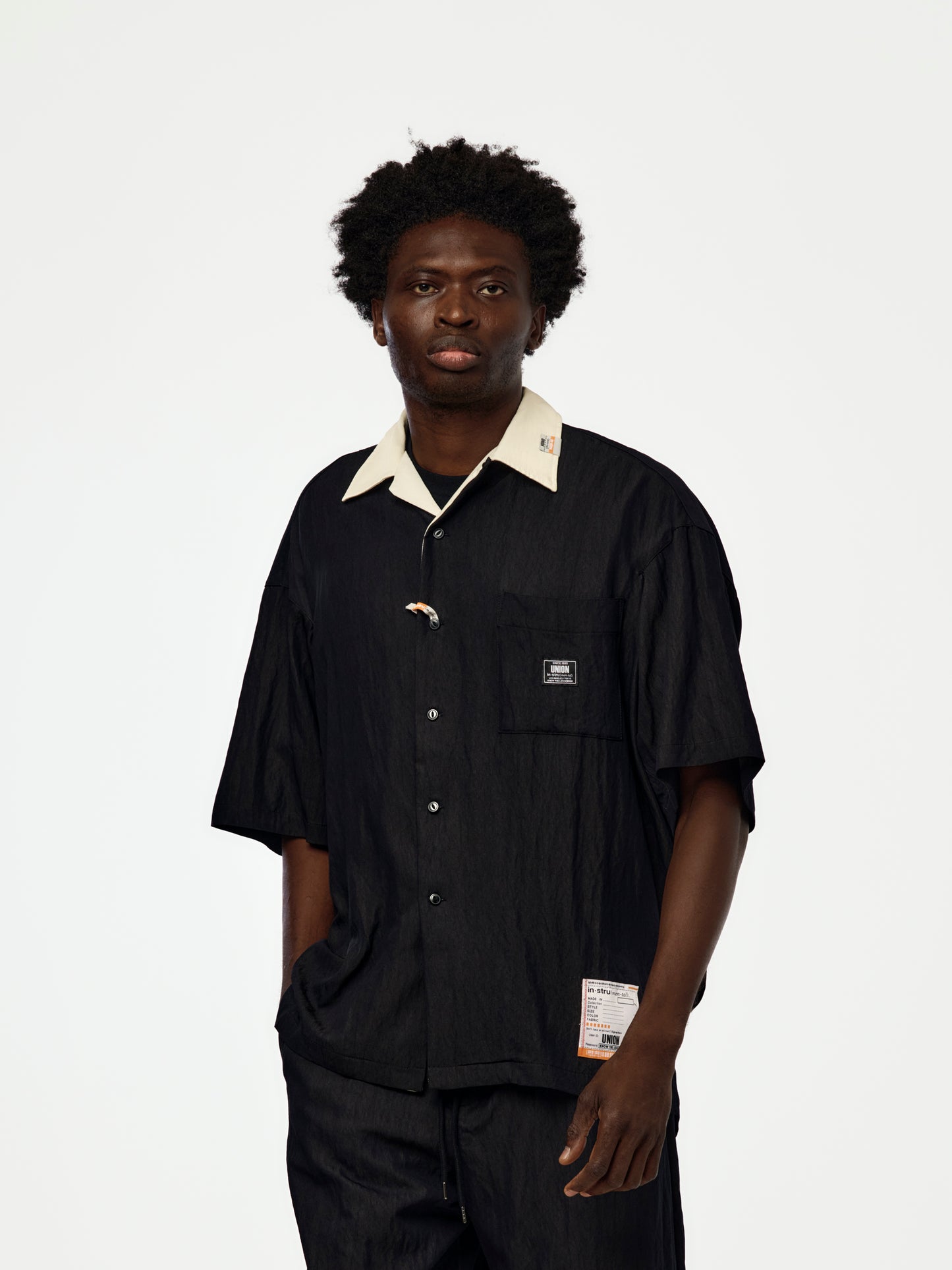 UNION x in・stru(men-tal)  BOWLING SHIRT (BLACK)