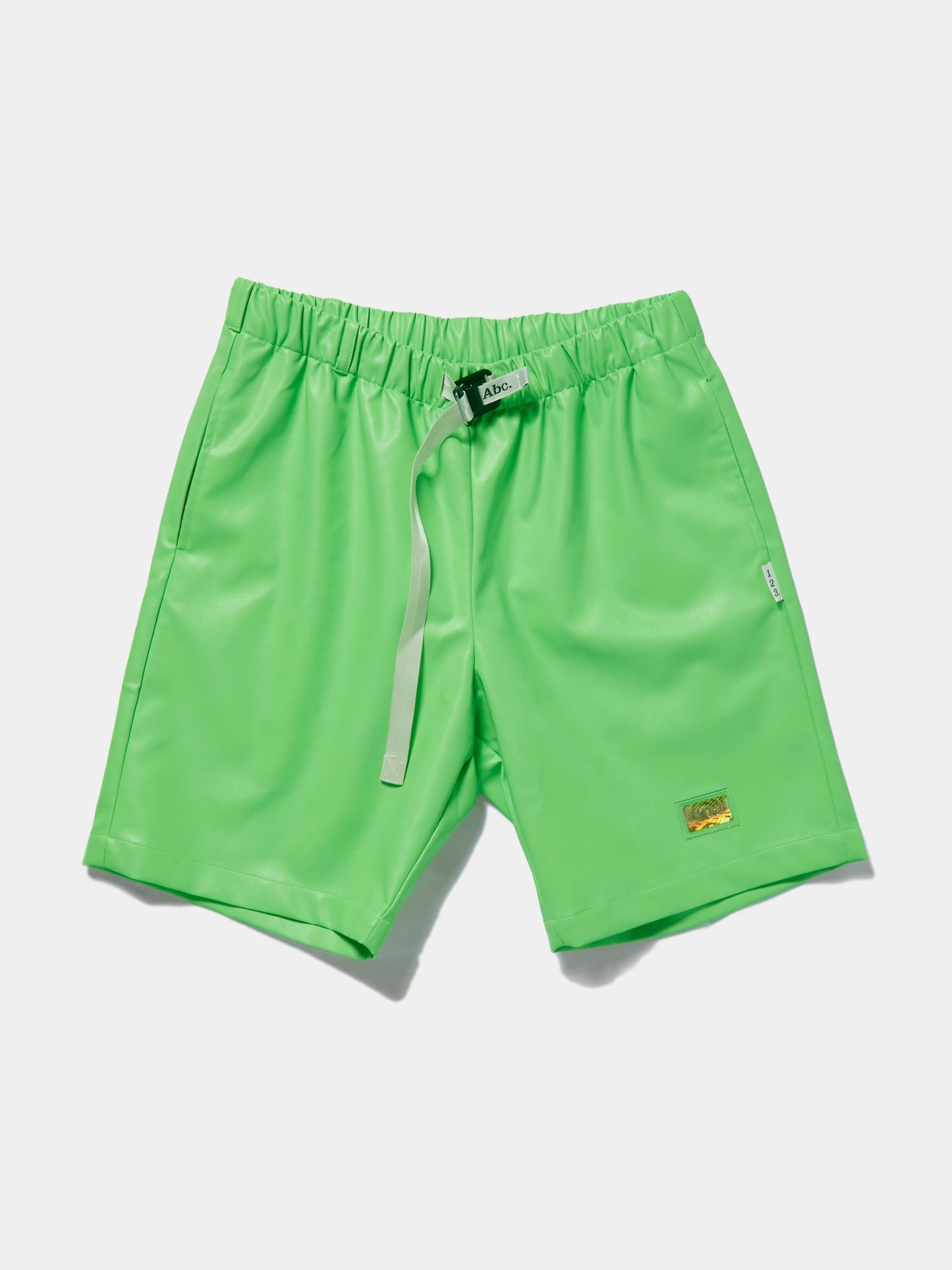 Faux Leather Work Shorts (Citrine Green)