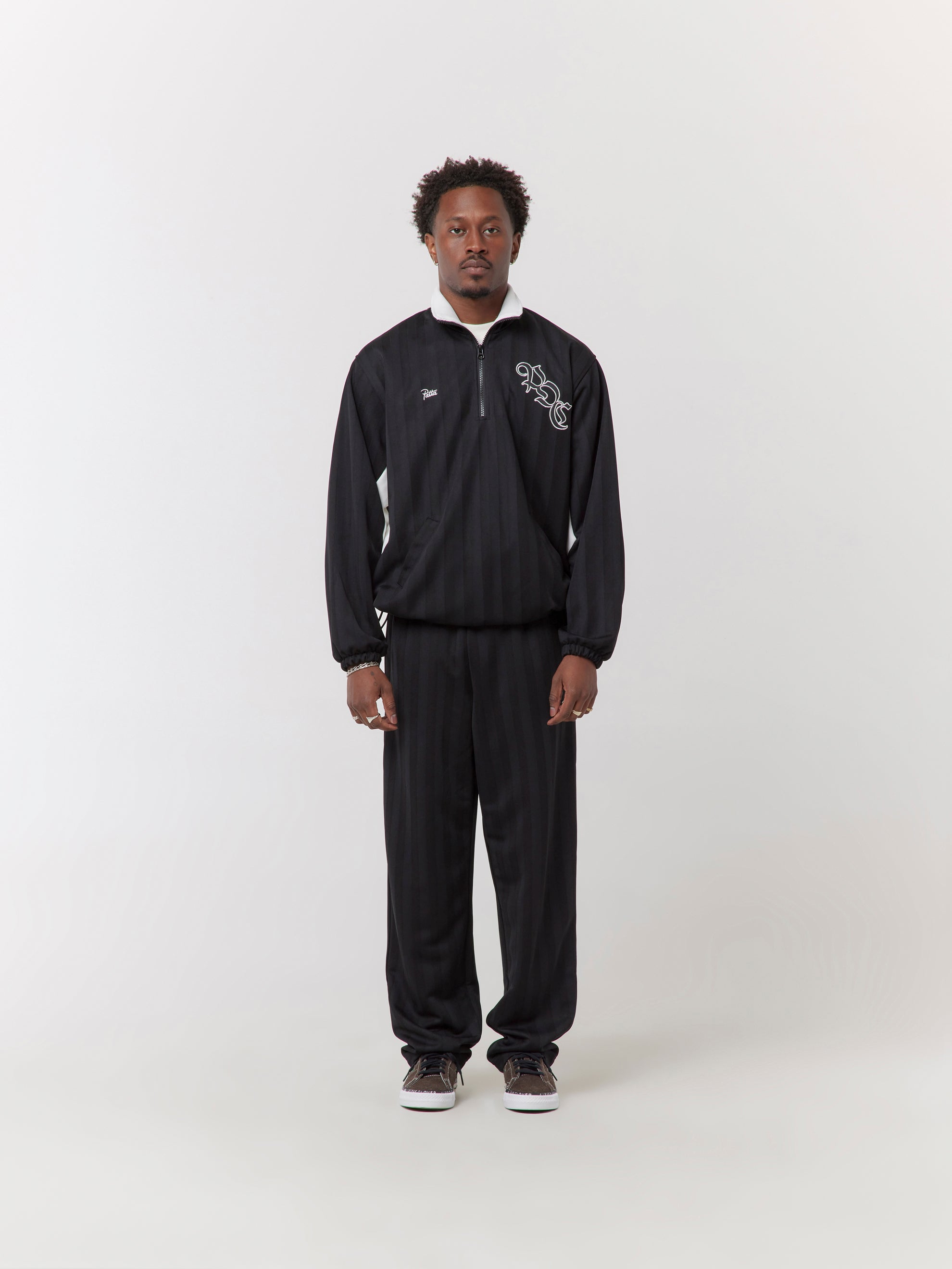 TRICOT STRIPE TRACK TOP (Black)