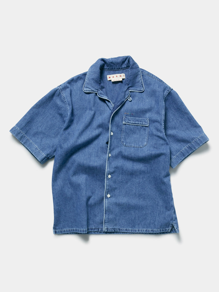 Stone Washed Denim Shirt (Blue)