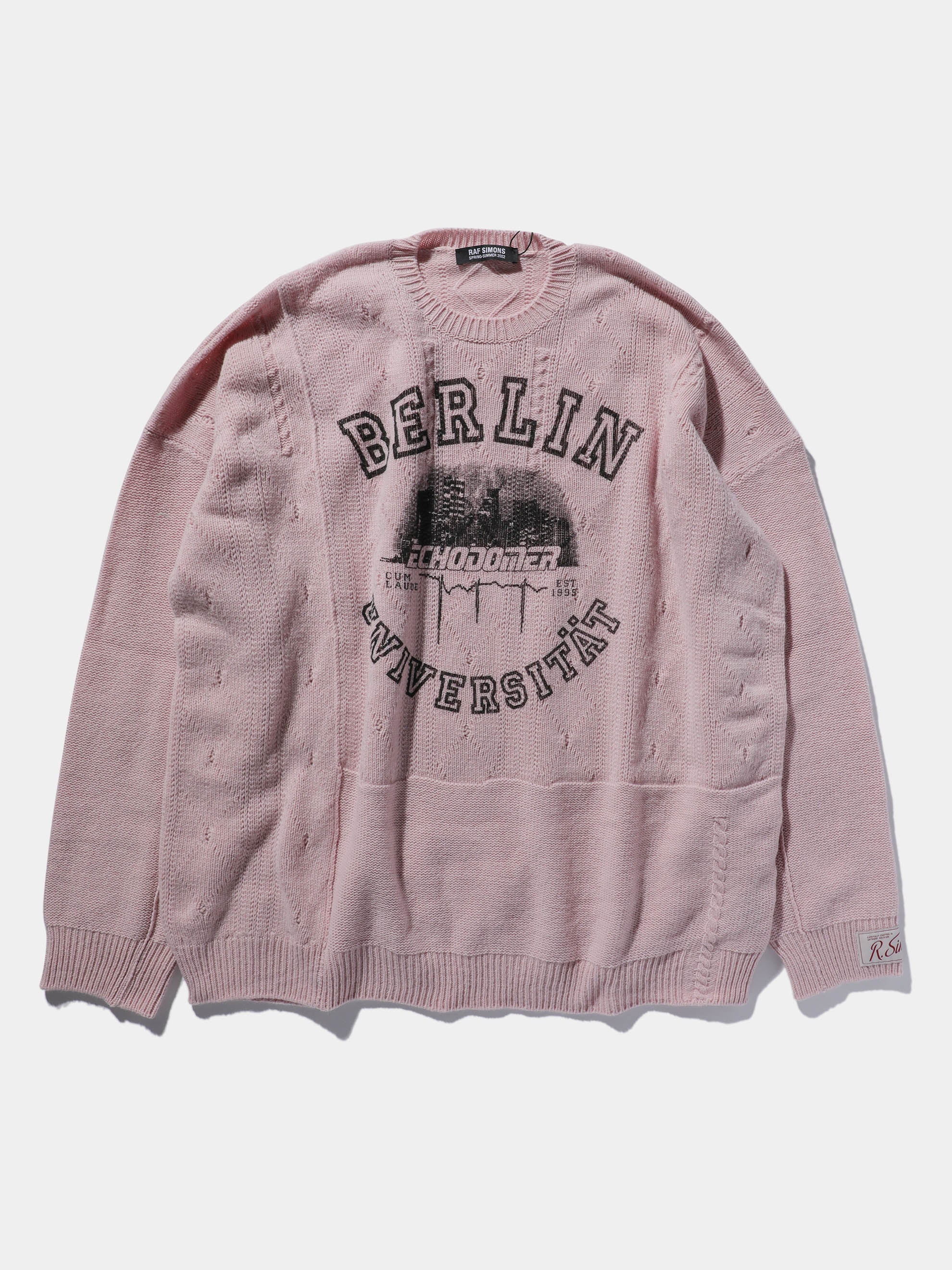 Buy Raf Simons Loose fit reversed braid sweater (Light Pink