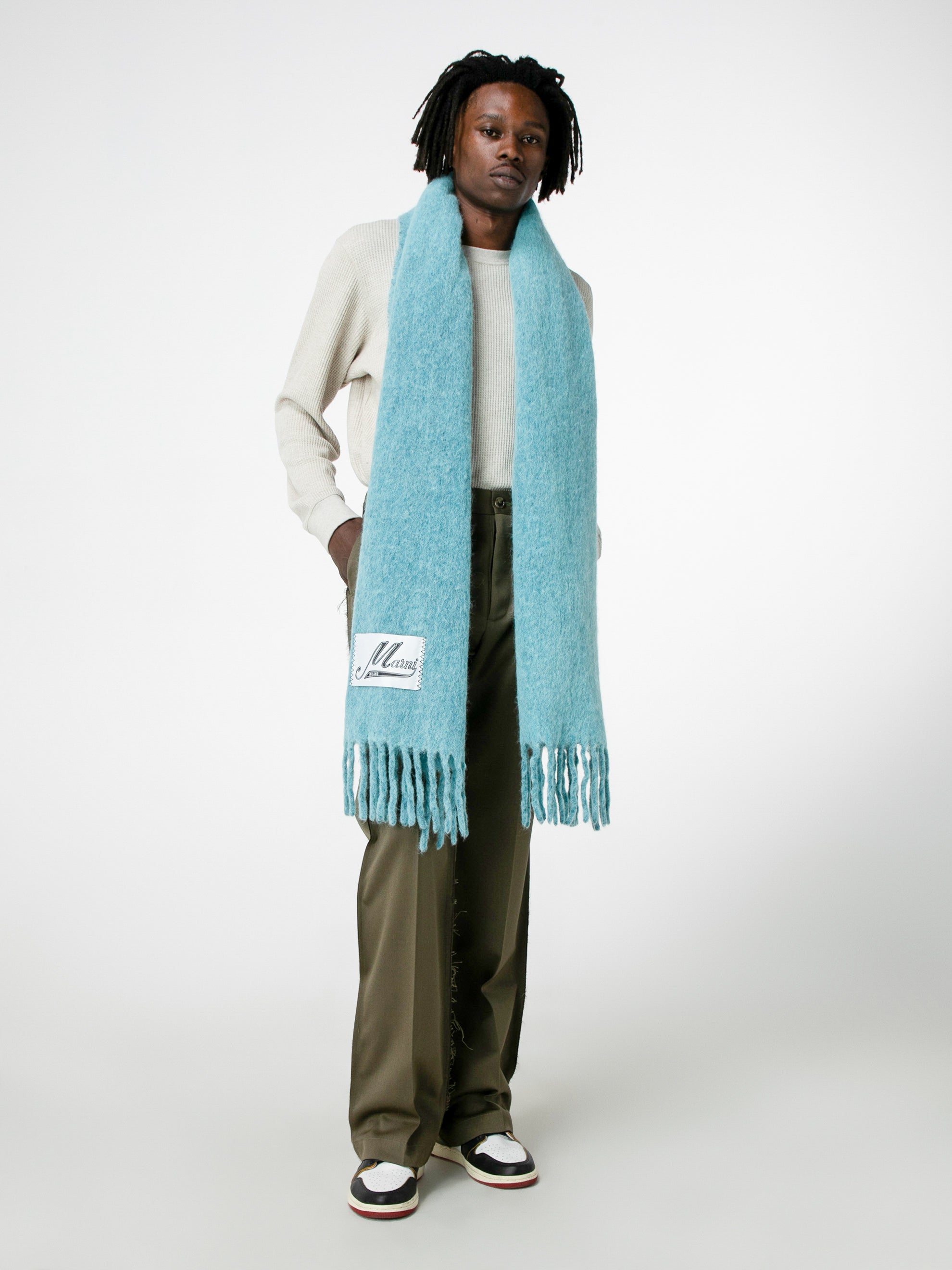Buy Marni OVERDYED BRUSHED WOOL SCARF Cobalt Online at UNION LOS