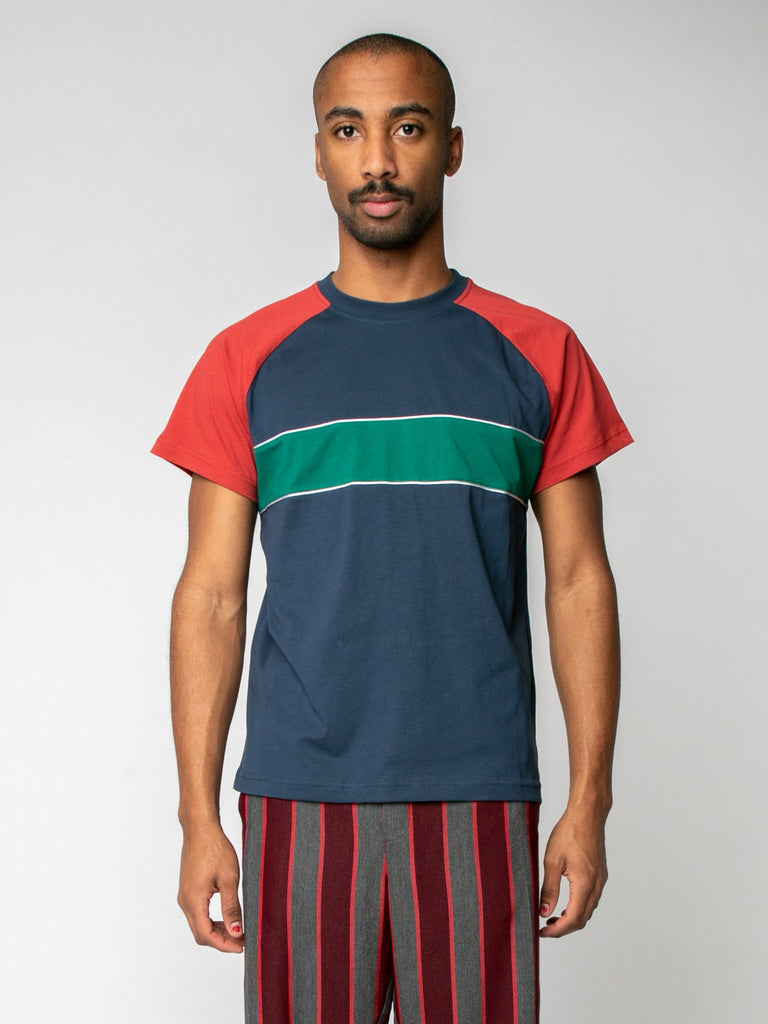 Navy/Ruby/Emerald George Panelled T-Shirt 215974145622093